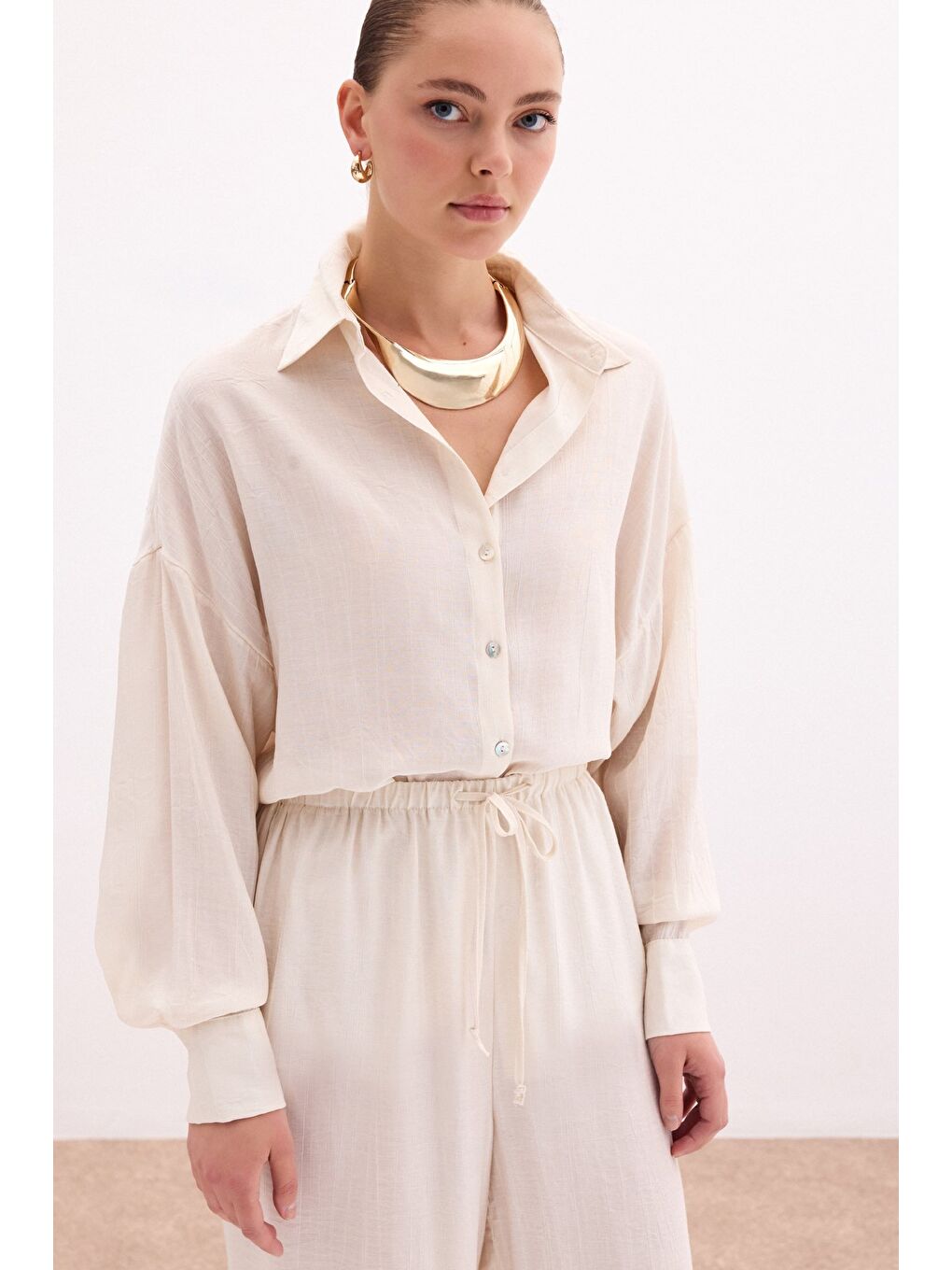 Bej Salaş Gömlek - Taş-2