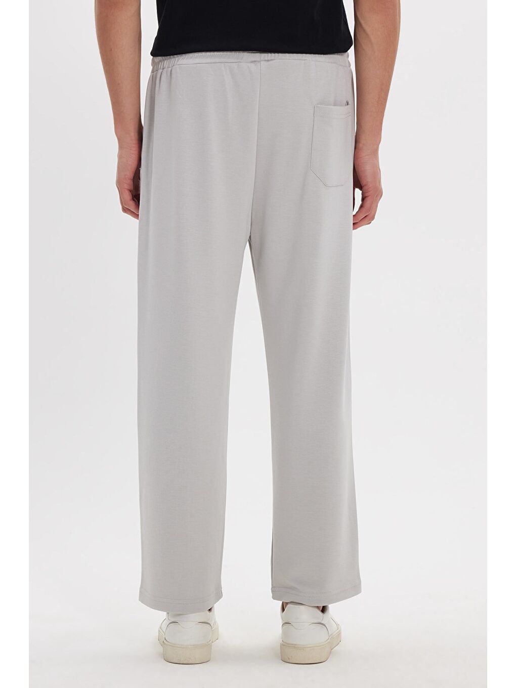 Bej Erkek Taş Baggy Fit Rahat Kesim Modal Kumaş Soft Doku Beli Bağcıklı Yan Cepli Eşofman Altı-5