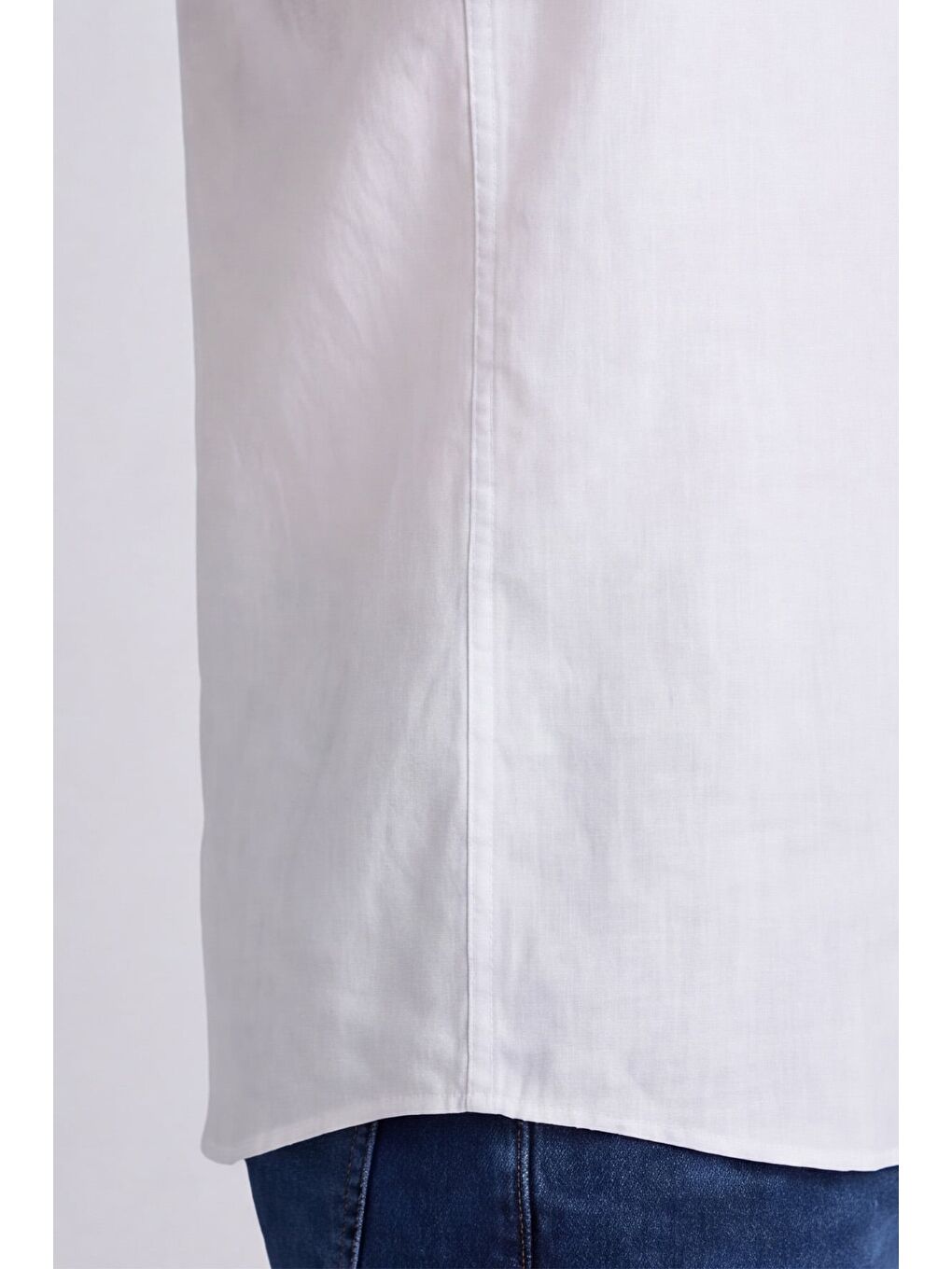 Erkek Beyaz Normal Kesim Regular Fit %100 Pamuk Klasik Yaka Muslin Gömlek-6