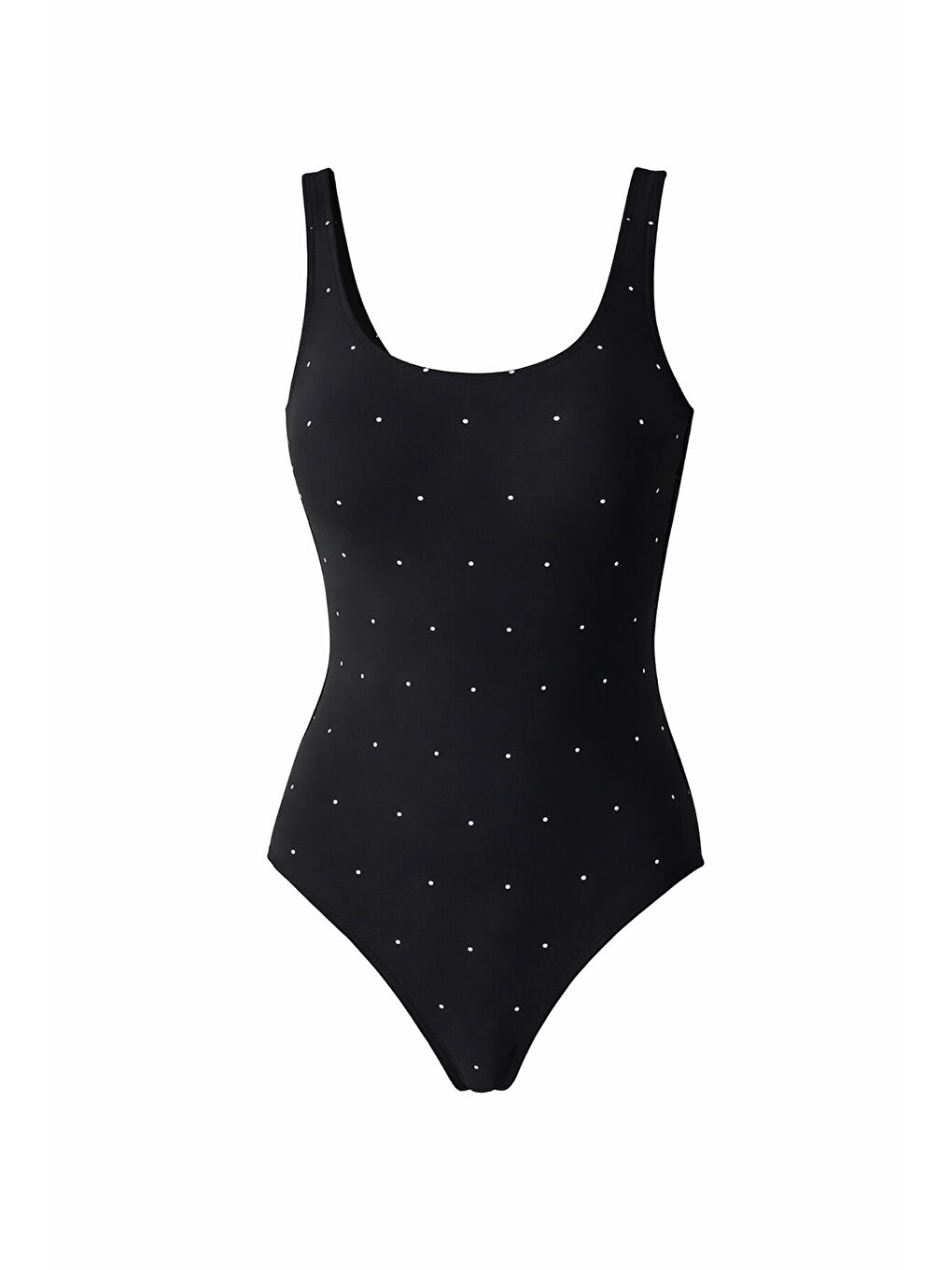 Siyah U Yaka Taşlı Mayo