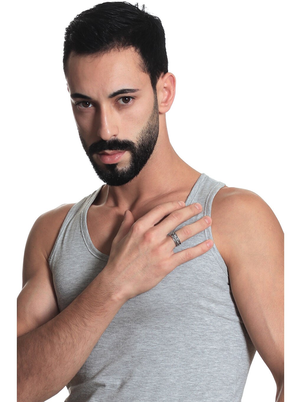 Gri Erkek Antik Gümüş Kaplama Akrep Figürlü Ayarlanabilir Yüzük-7