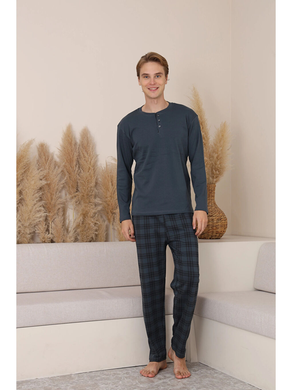 Gri Desenli Erkek Pijama Takımı 16675