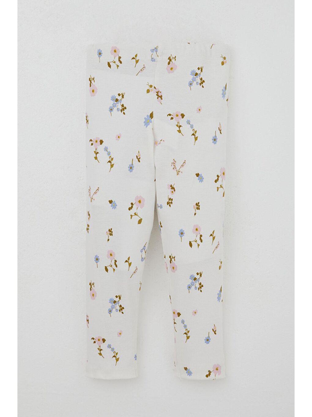 Kız Çocuk Taytlı Takım Renkli Çiçek Desenli Omuzu Fırfırlı Beyaz (2-6 Yaş)-4