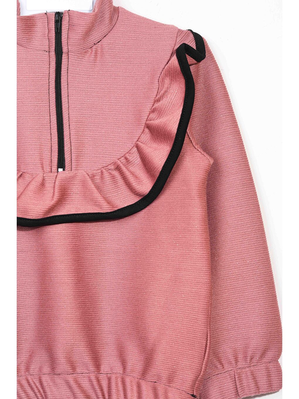 Pembe Kız Çocuk Fırfırlı Ve Fermuarlı Bluz - Gül Kurusu  (2-3 Yaş 8-9 Yaş)-1