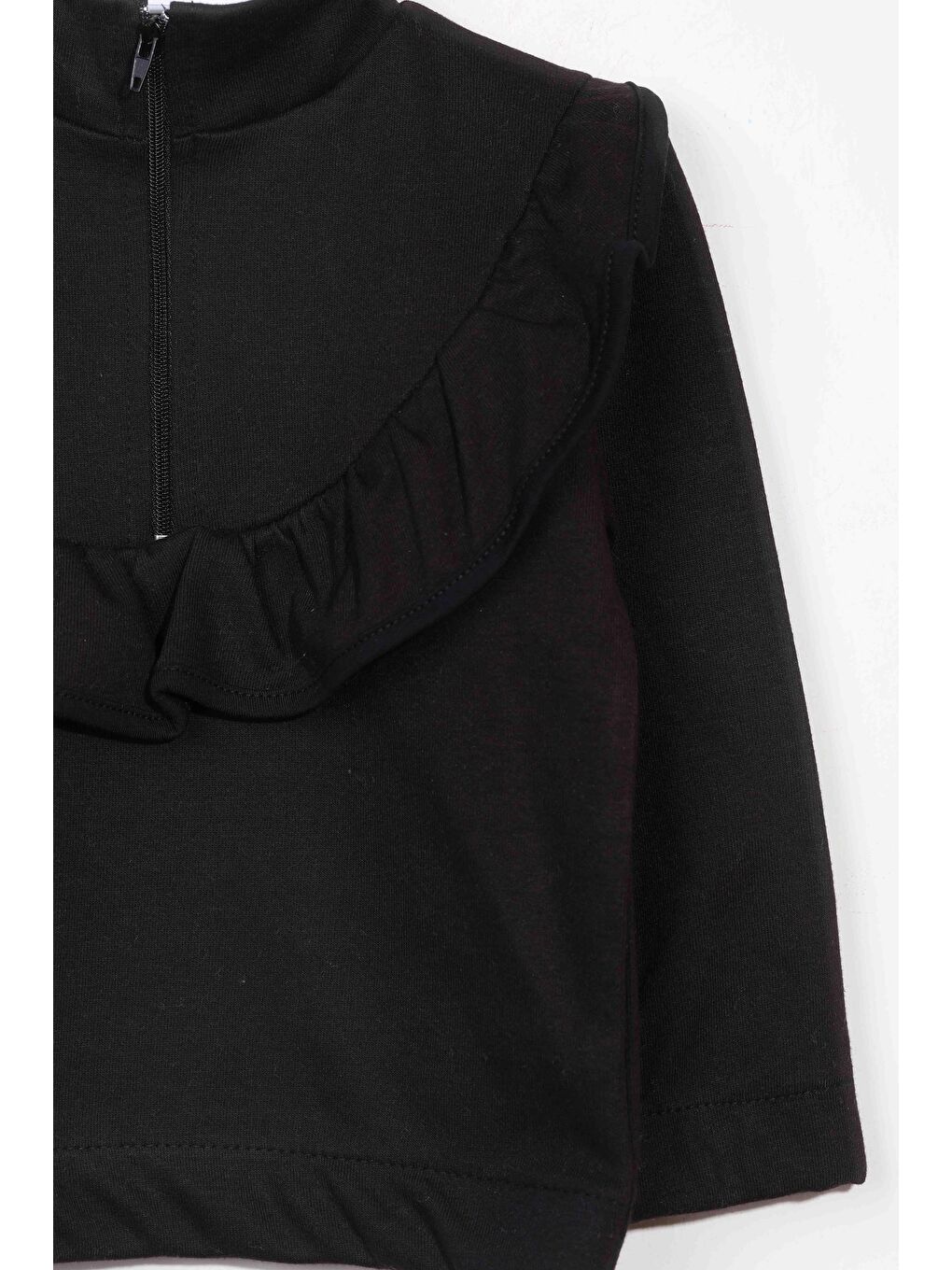 Kız Çocuk Fırfırlı Ve Fermuarlı Bluz - Siyah (2-3 Yaş 8-9 Yaş)-1