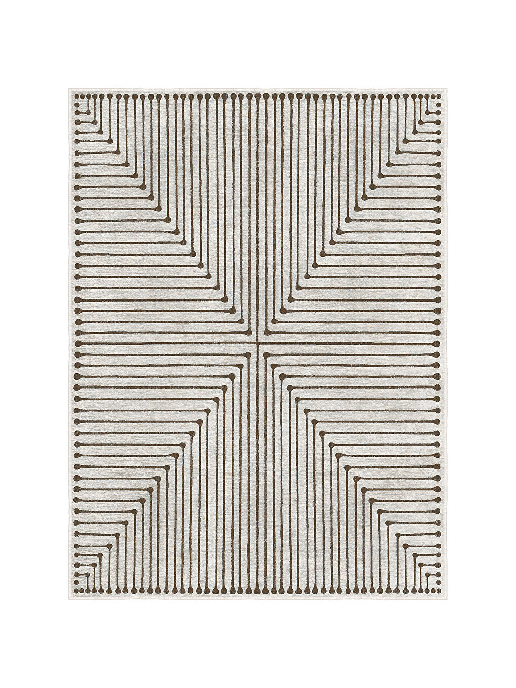 Beyaz Dekoratif Özel Tasarım Yıkanabilir İnce Kaymaz Tabanlı Modern Halı KECE FR18