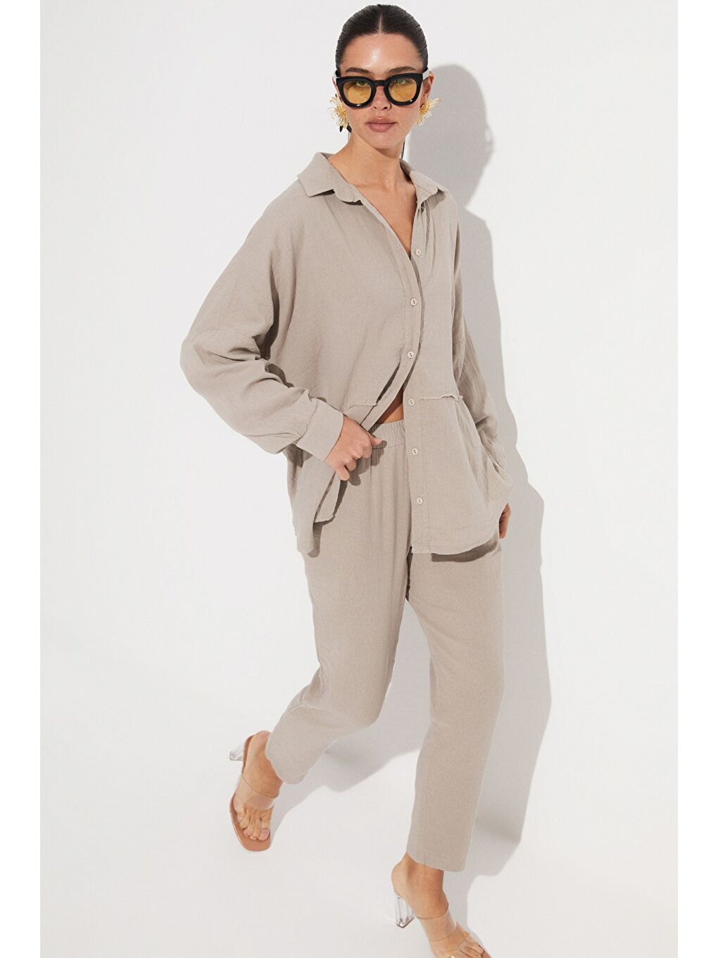 Bej Gömlek Pantolon Takım-3