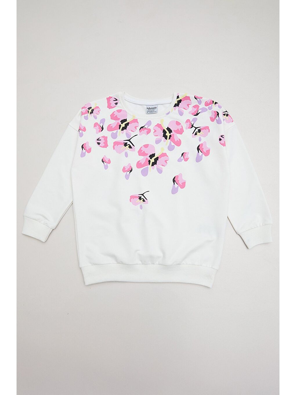 Ekru Çiçek Baskılı Beli Lastikli Kız Çocuk 2 Li Takım-1