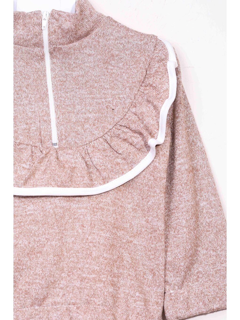 Kız Çocuk Fırfırlı Ve Fermuarlı Bluz - Kahverengi (2-3 Yaş 8-9 Yaş)-1