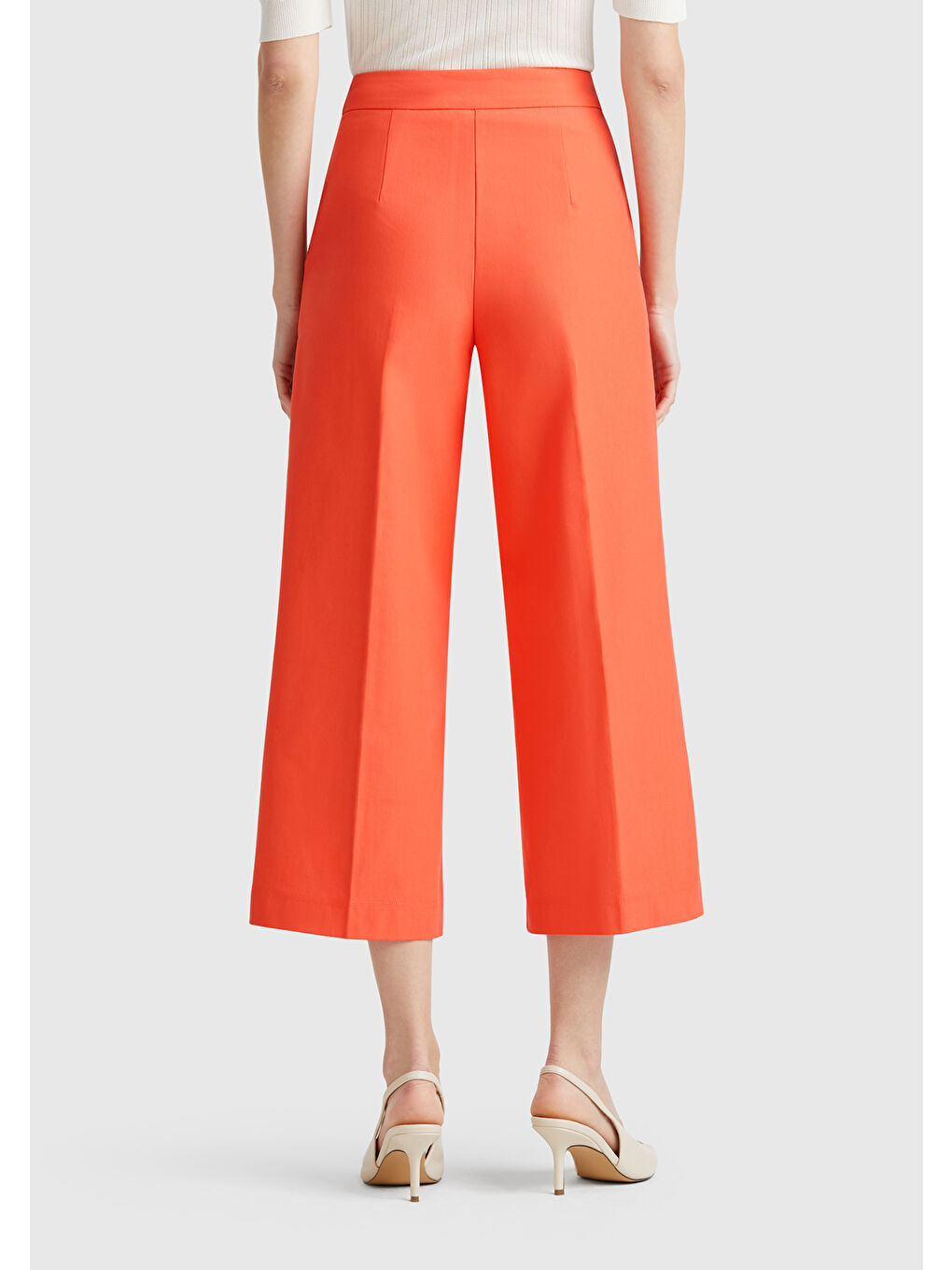 Kadın Turuncu Pamuk Karışımlı Cepli Straight Fit Yüksek Bel Pantolon-2