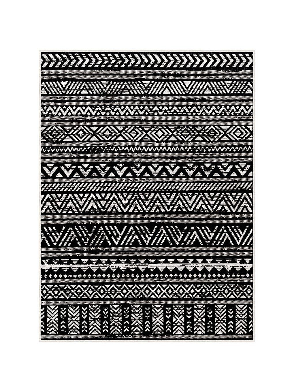 Siyah Dekoratif Özel Tasarım Yıkanabilir İnce Kaymaz Tabanlı Modern Halı KECE FR14