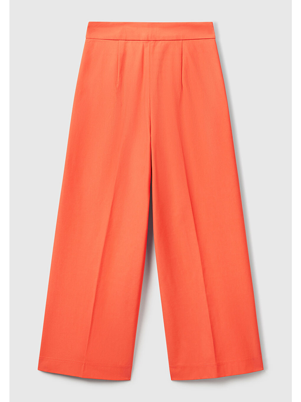 Kadın Turuncu Pamuk Karışımlı Cepli Straight Fit Yüksek Bel Pantolon-3