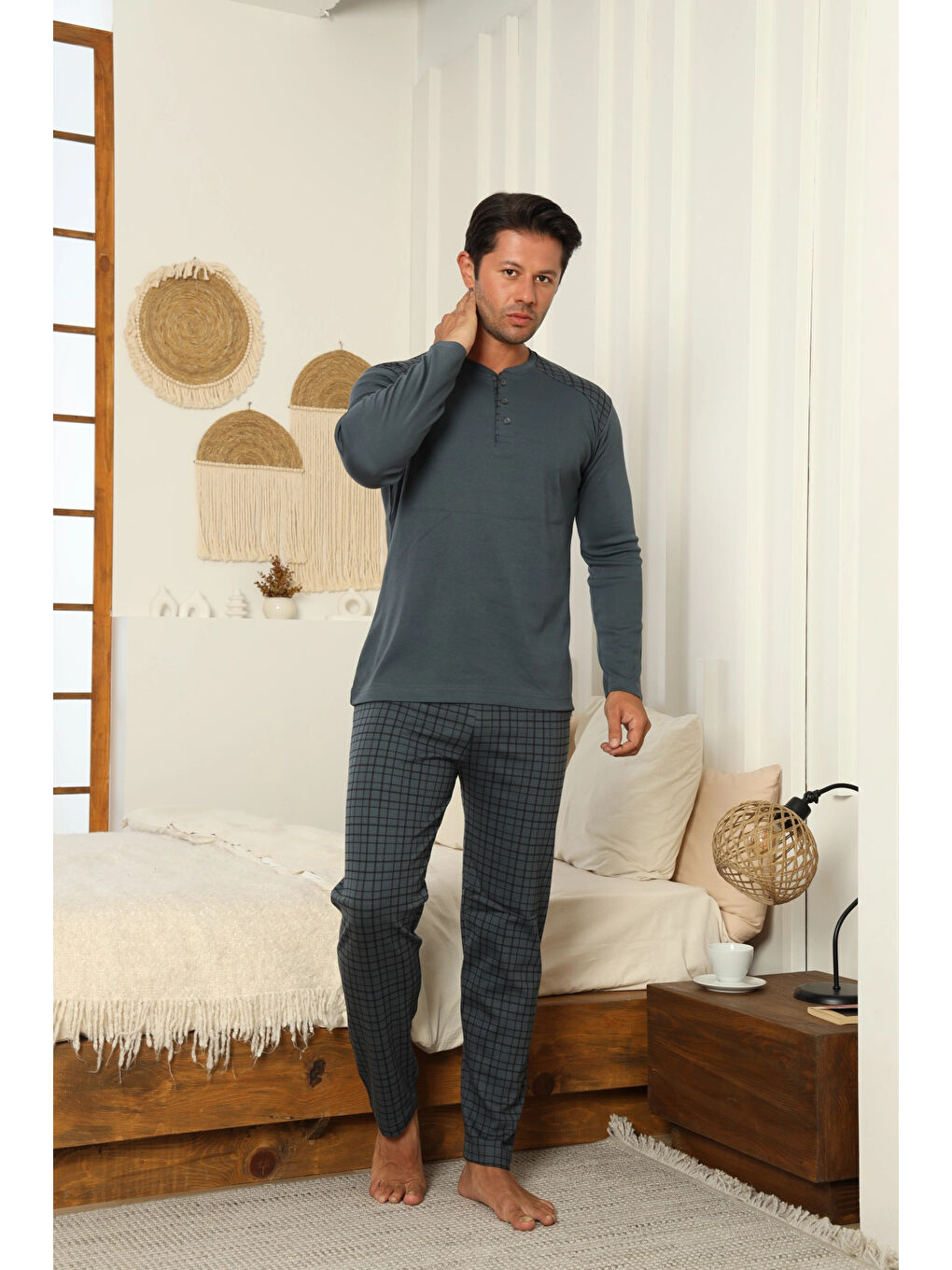 Gri Desenli Erkek Pijama Takımı 16671