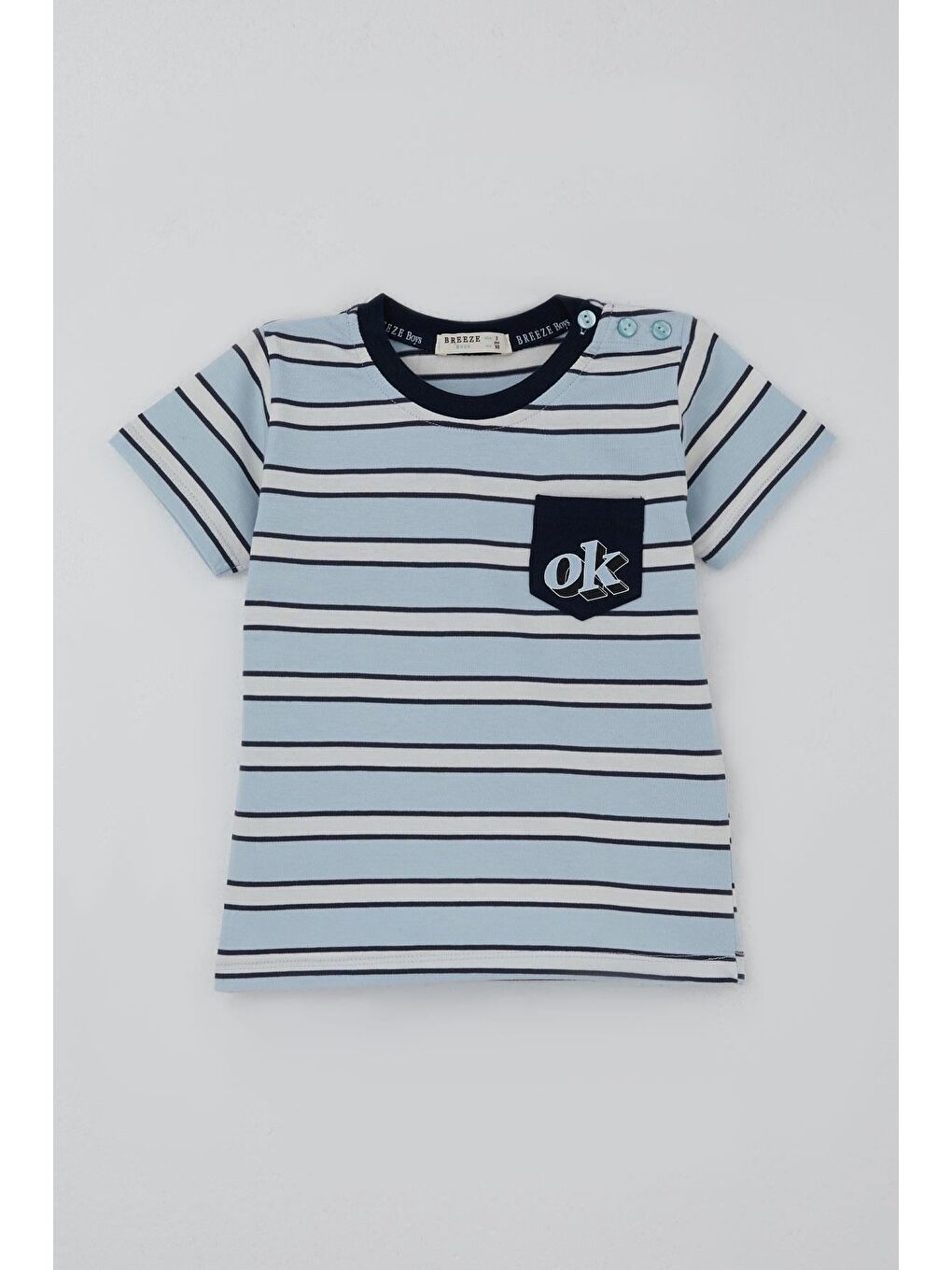 Erkek Çocuk Şortlu Takım Tişörtü Cep Detaylı Bağcık Aksesuarlı Açık Mavi (1.5-5 Yaş)-3