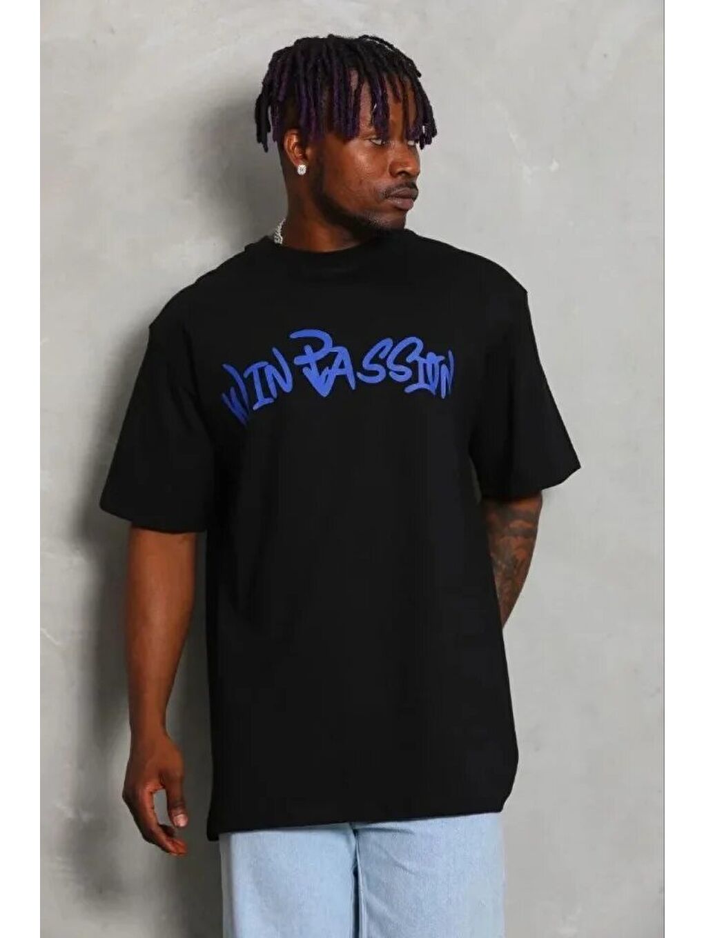 Siyah Erkek Baskılı Tişört-2