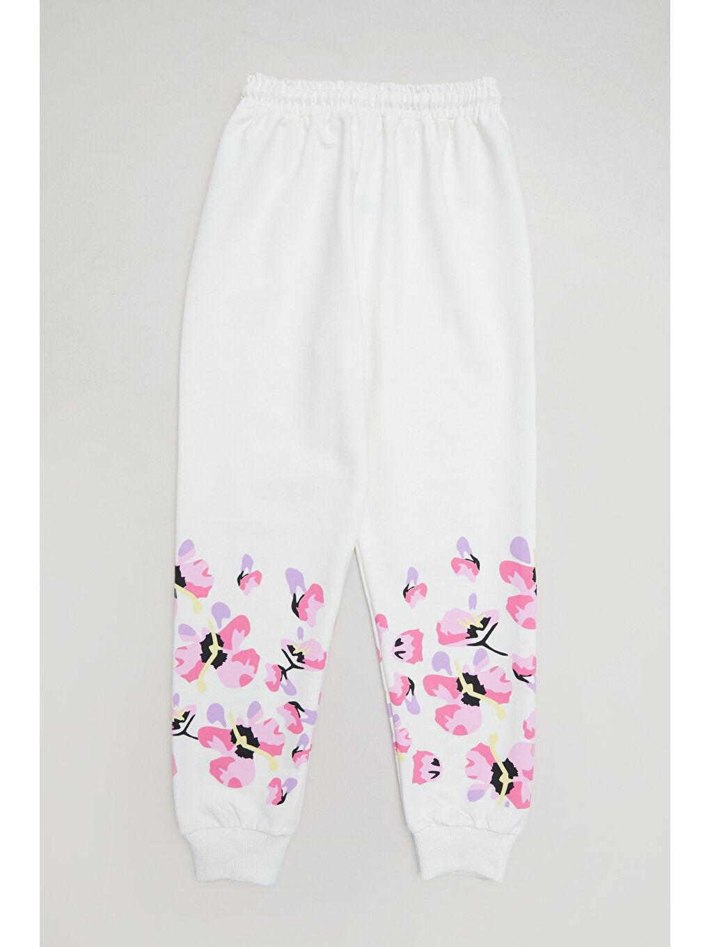 Ekru Çiçek Baskılı Beli Lastikli Kız Çocuk 2 Li Takım-3