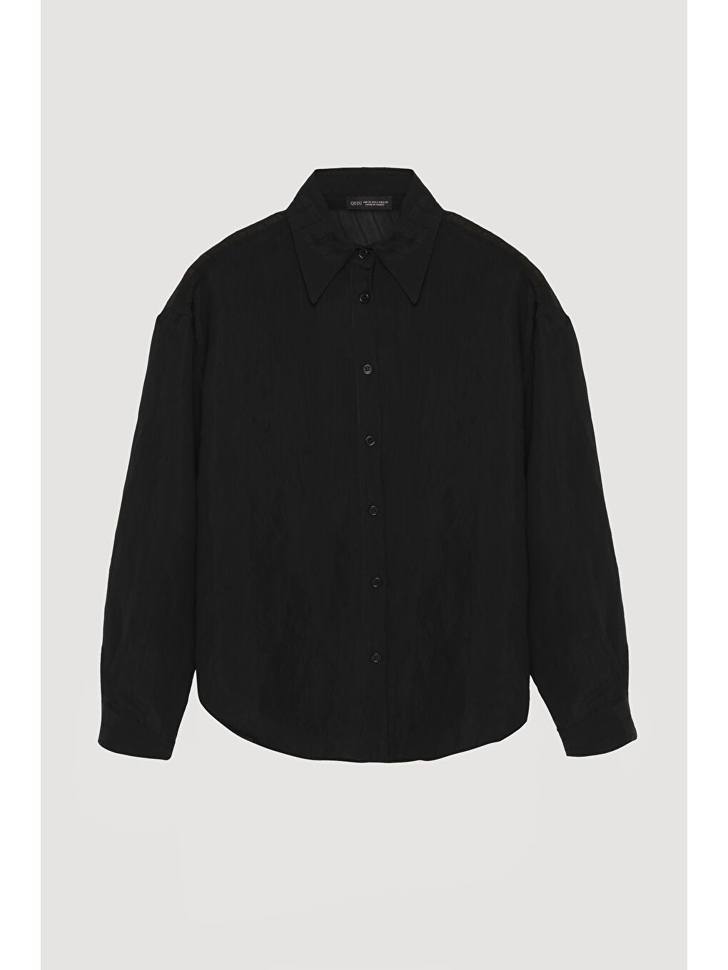 İnce Çizgili Düğmeli Oversize Gömlek Siyah