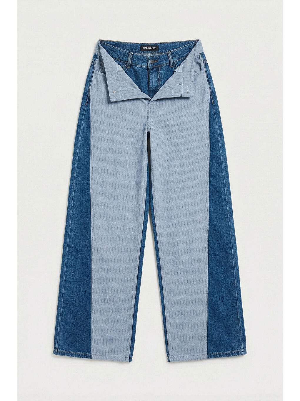 Mavi Kadın Jean Rengi Palazzo Fit Çift Kemer Detaylı Özel Tasarım Denim Jean-3