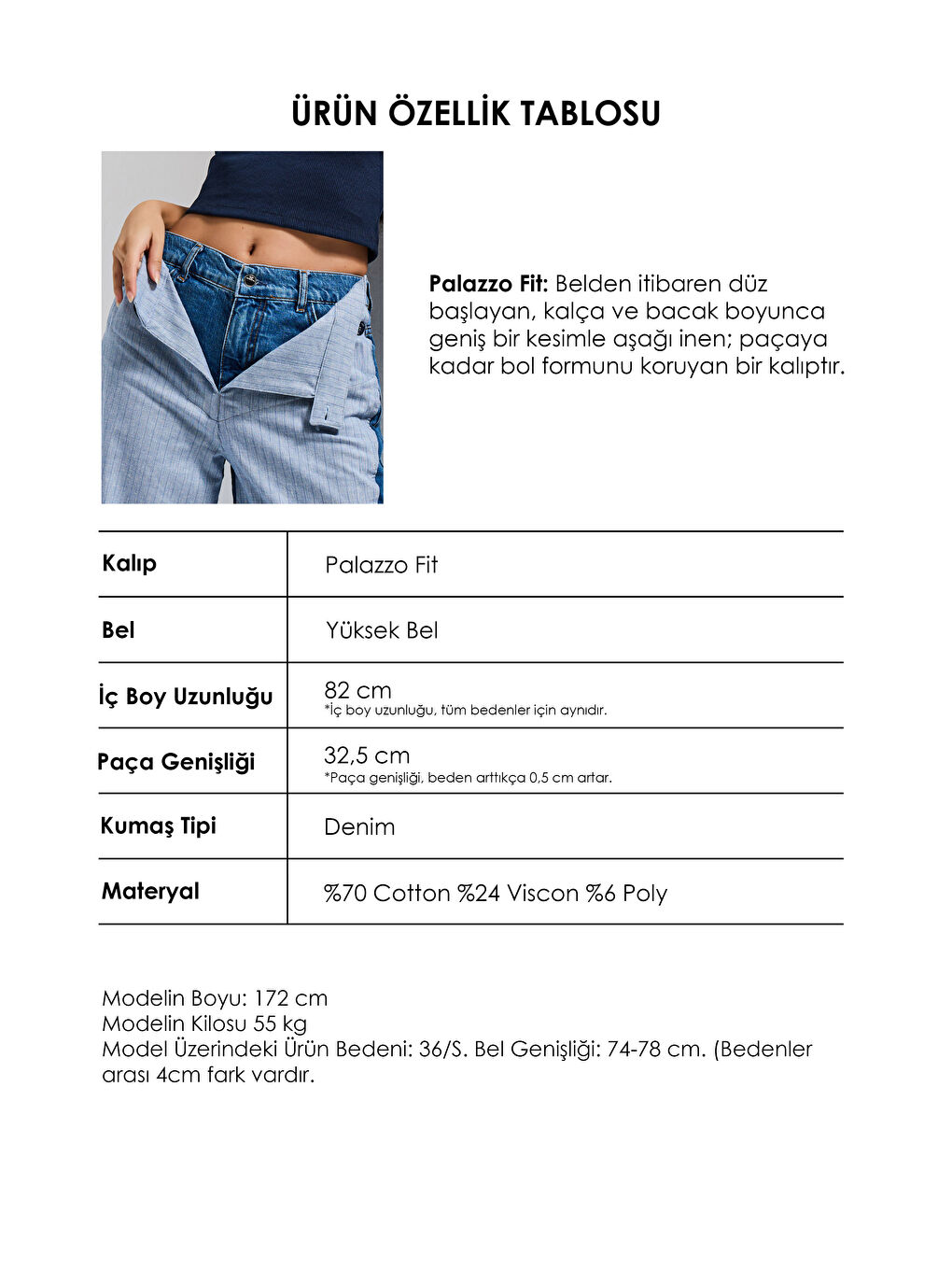 Mavi Kadın Jean Rengi Palazzo Fit Çift Kemer Detaylı Özel Tasarım Denim Jean-4