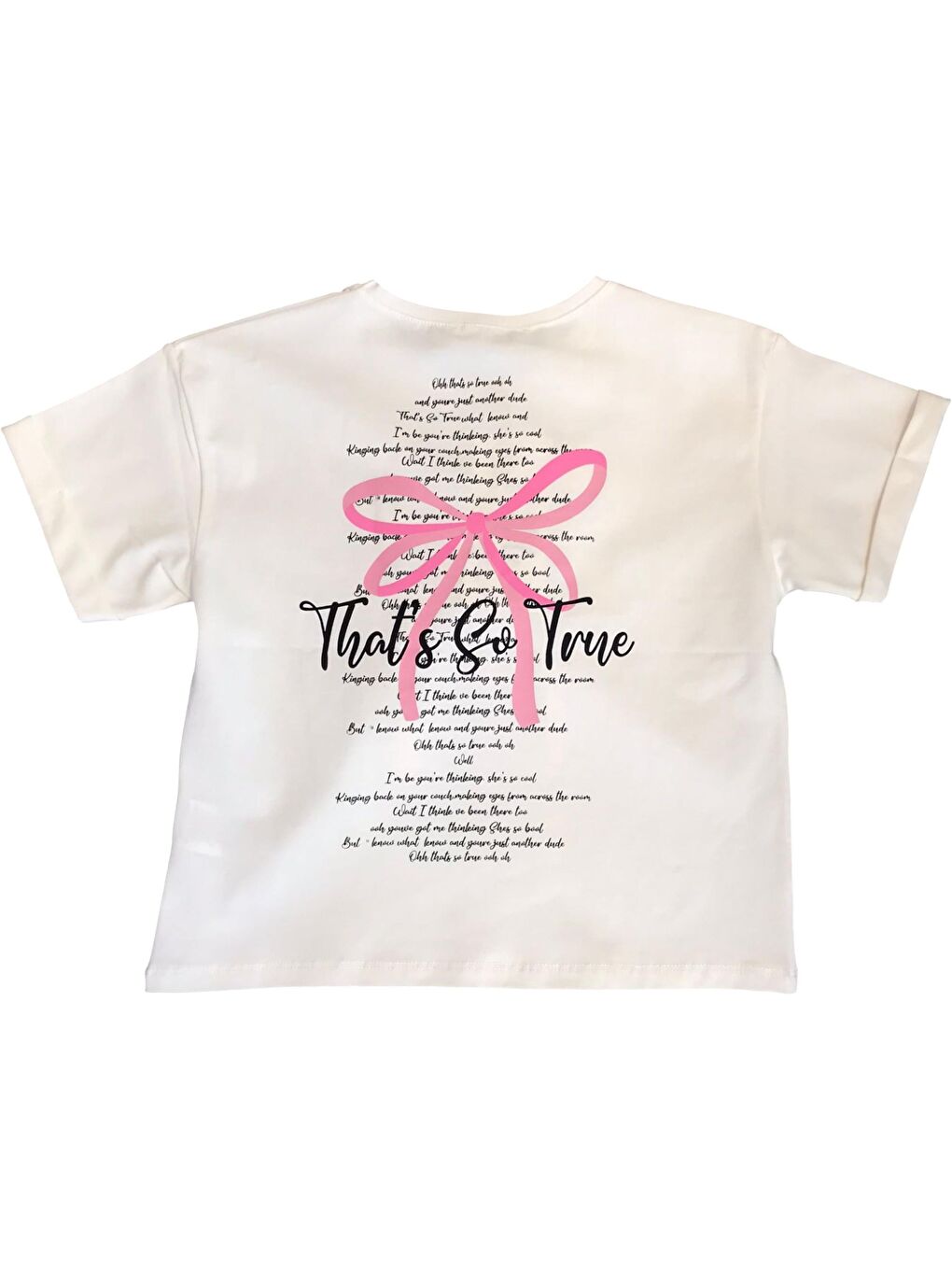 Ekru Kız Çocuk Fiyonk Aksesuarlı Tshirt-1