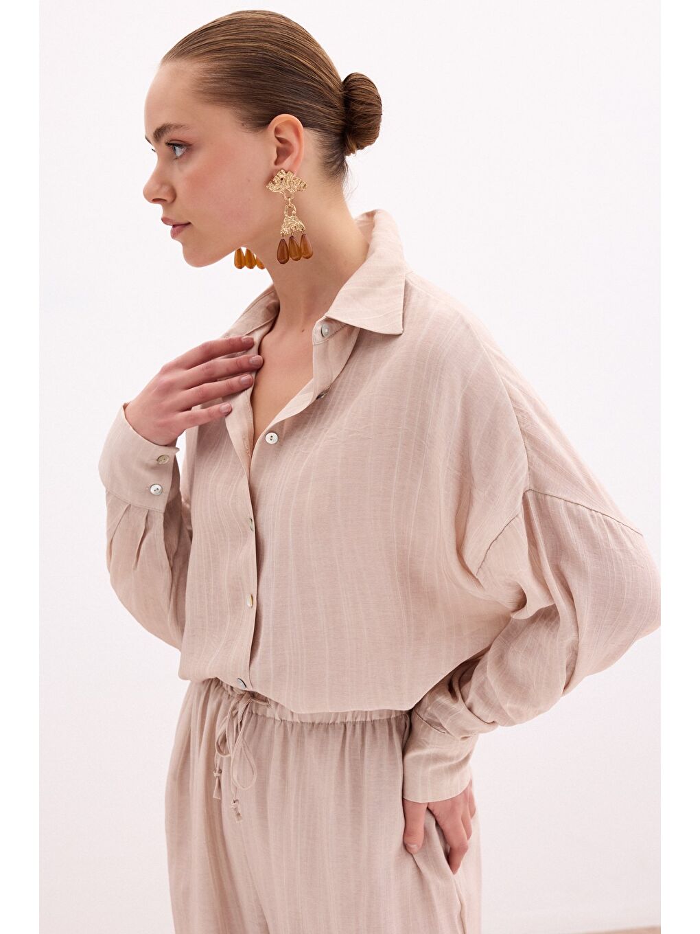 Salaş Gömlek - Bej-5