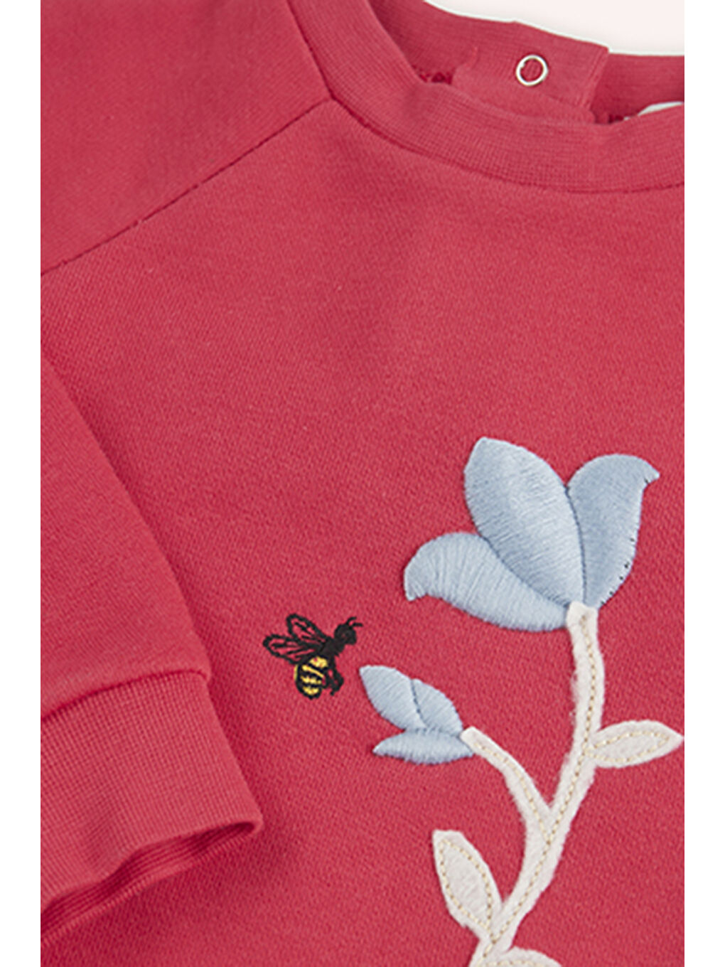 Kız Bebek Nakış Detaylı Kırmızı Sweatshirt-2