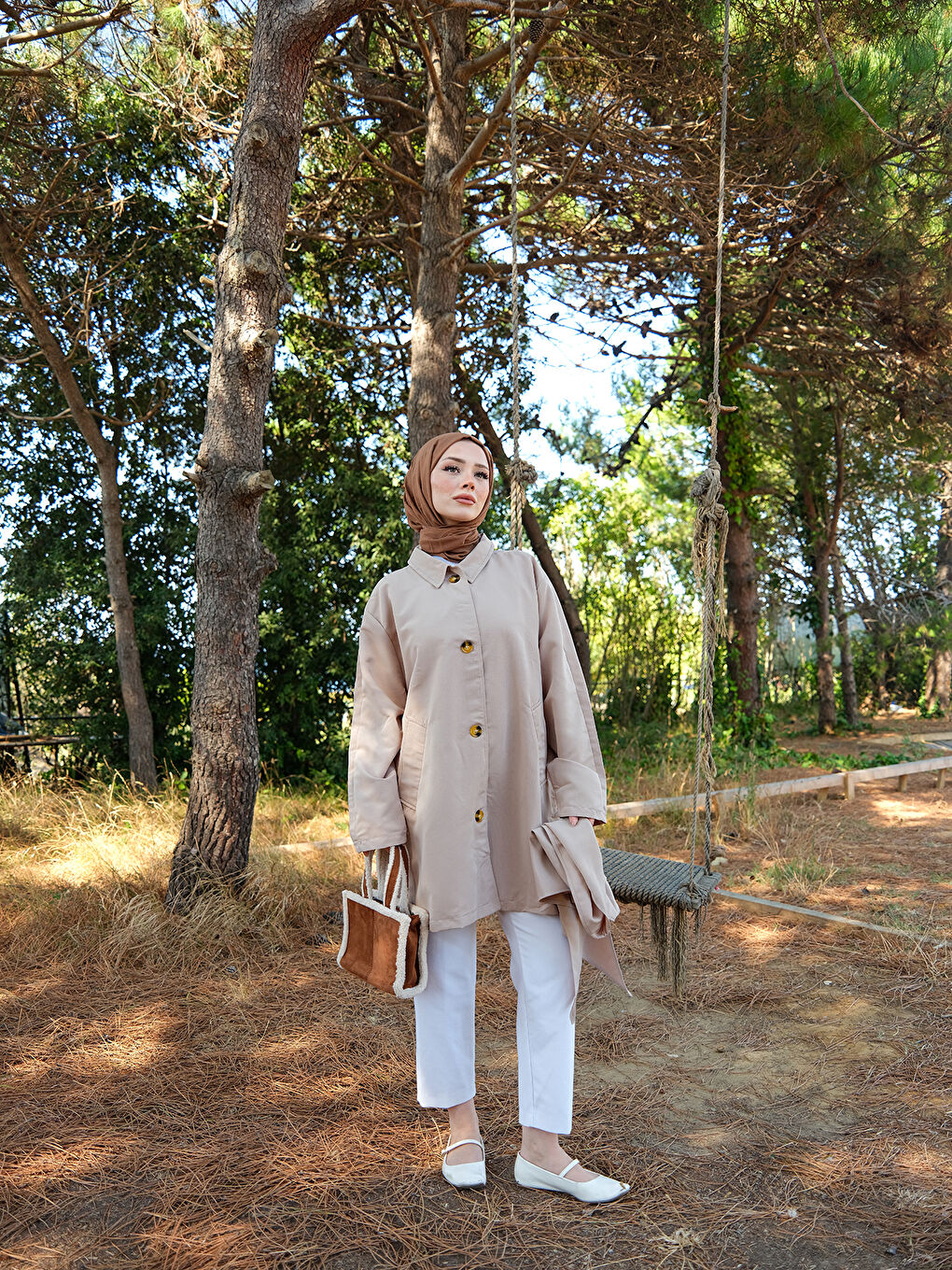 Bej Kadın Cep Detay Pelerinli Ceket Taş-4