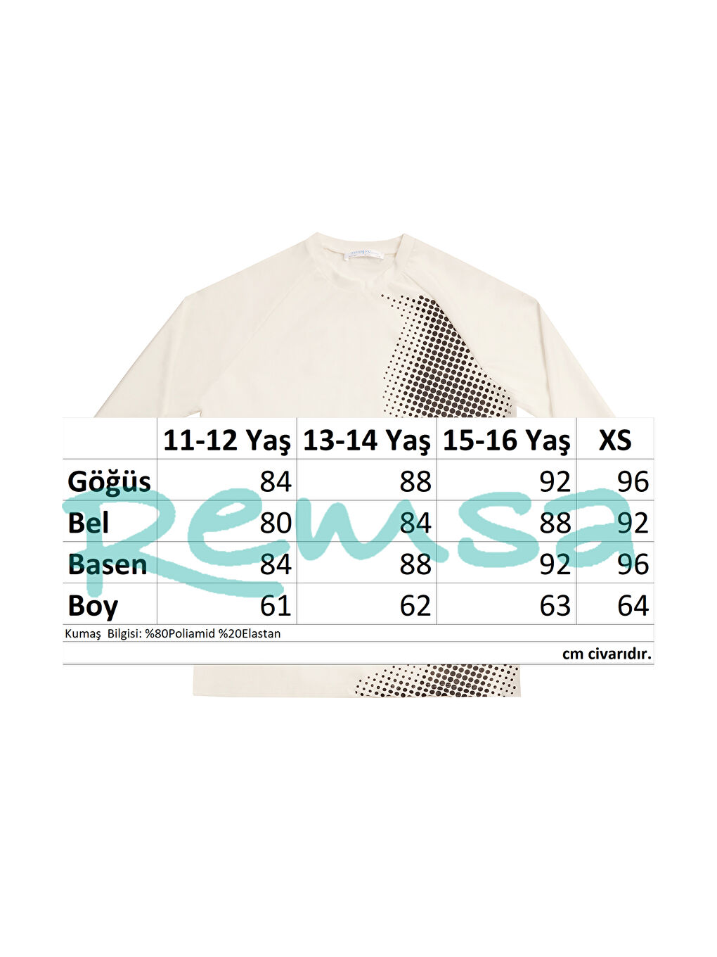 UV Korumalı Genç Uzun Kollu Tek Üst Mayo Erkek Çocuk Tshirt 5317 Beyaz-3