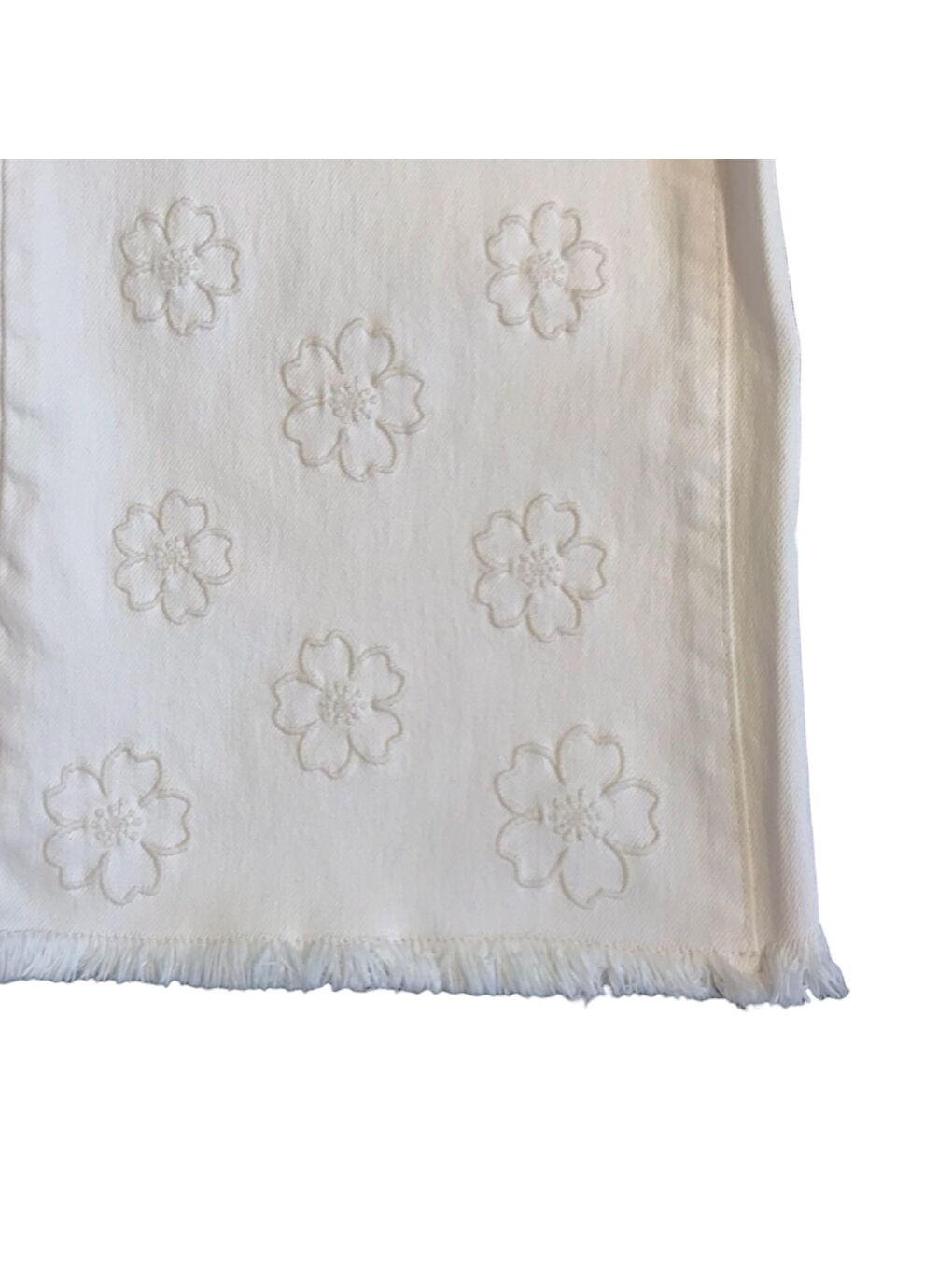 Ekru Kız Çocuk Papatya Nakışlı Pantolon-1