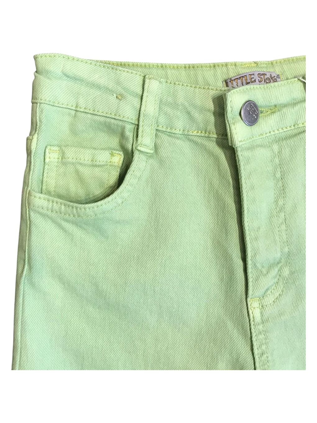 Yeşil Kız Çocuk Papatya Nakışlı Pantolon-1