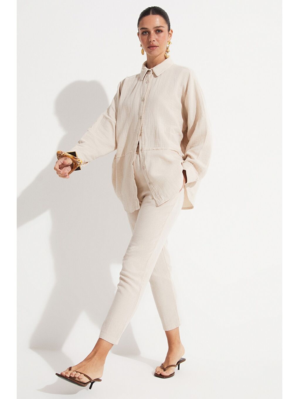 Bej Gömlek Pantolon Takım-5