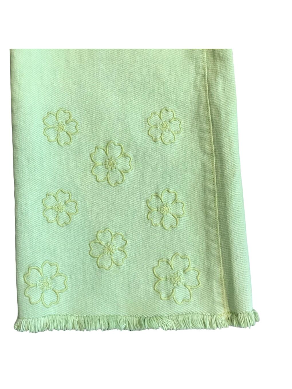 Yeşil Kız Çocuk Papatya Nakışlı Pantolon-2