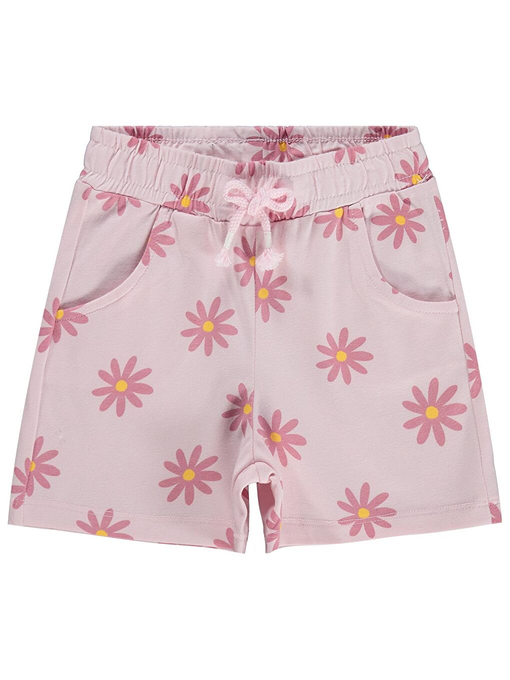 Pembe Girls Papatya Desenli 2-5 Yaş Şort - Pudra