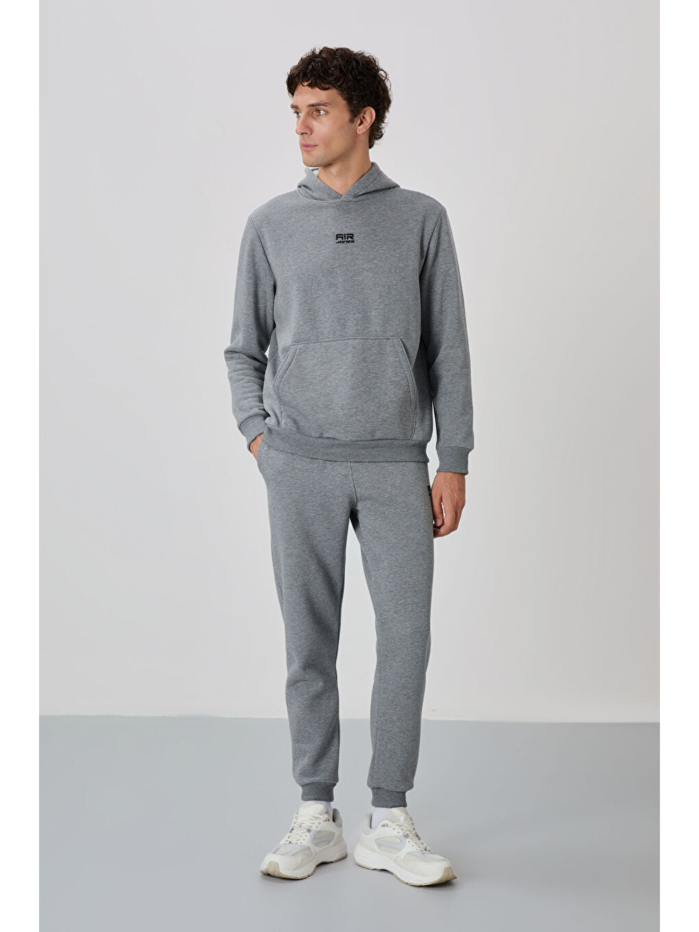 David Gri Melanj Kapüşonlu Rahat Kalıp Şardonlu Jogger Erkek Eşofman Takım - 85192