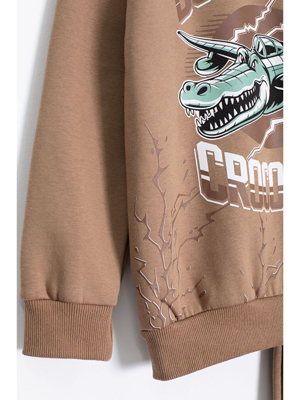 Kahverengi Erkek Çocuk Yazılı Karakter Baskılı Şardonlu Eşofman Takımı 23289-2