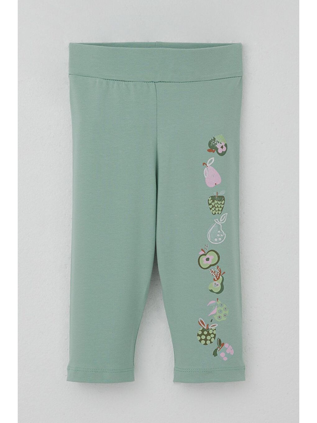 Kız Çocuk Kapri Taytlı Takım Sevimli Meyveler Baskılı Ekru (1.5-4 Yaş)-2