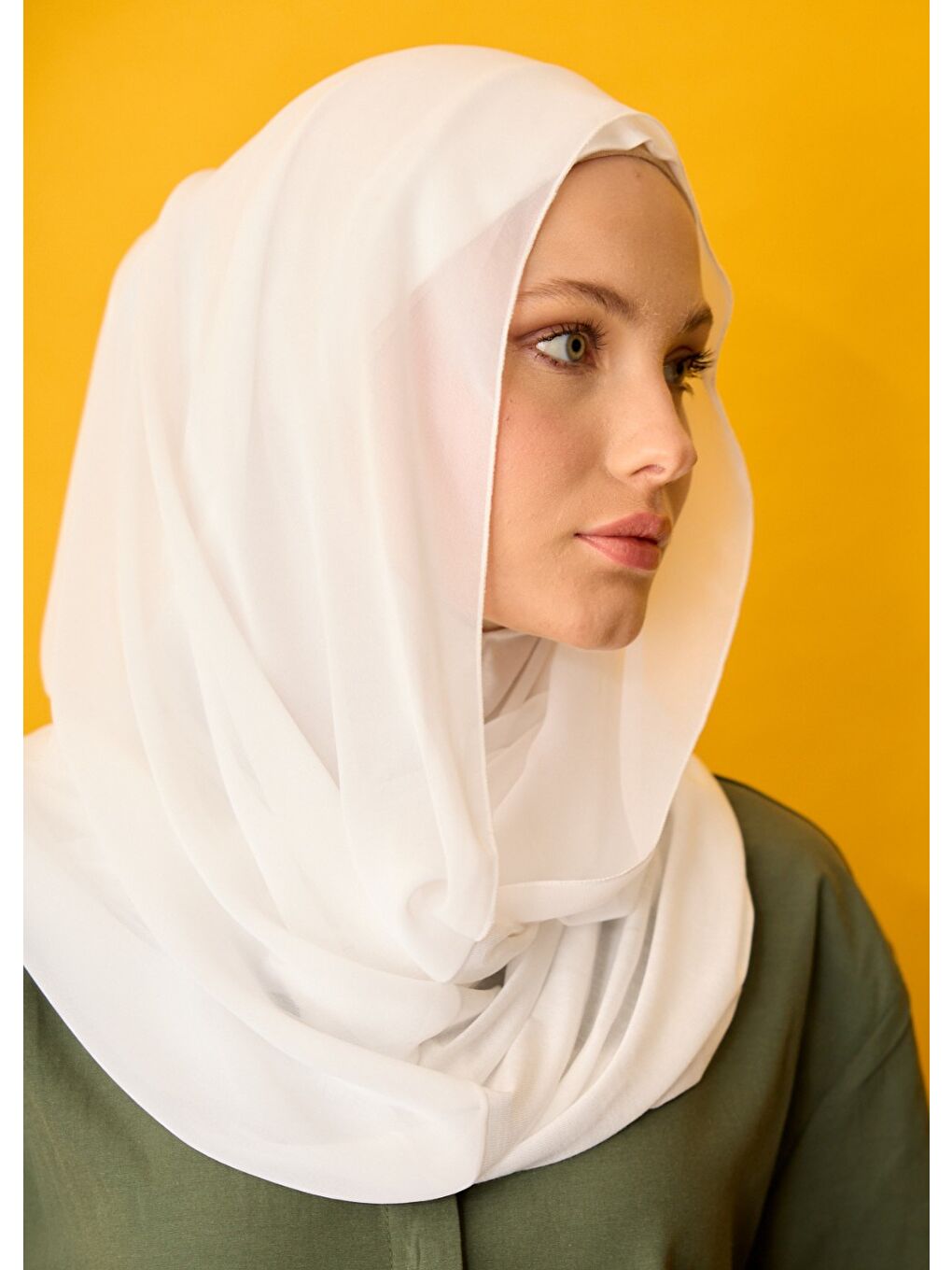 Eşarp - Şifonlu Şal - Ekru