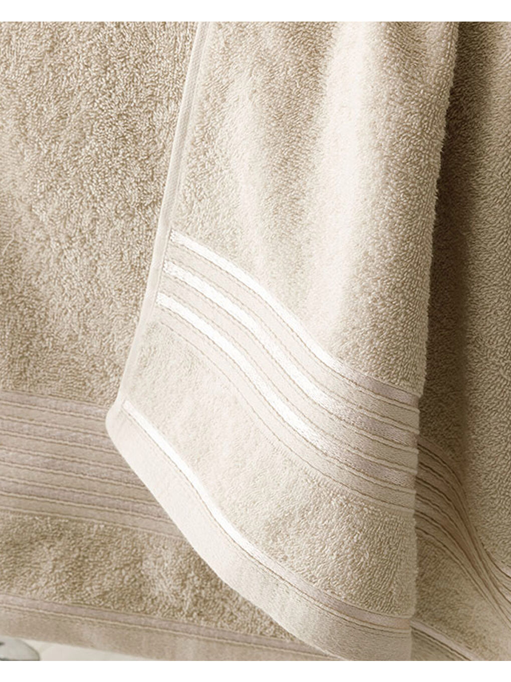 Romantic Stripe Pamuklu Floşlu Banyo Havlusu Takımı Gri-1