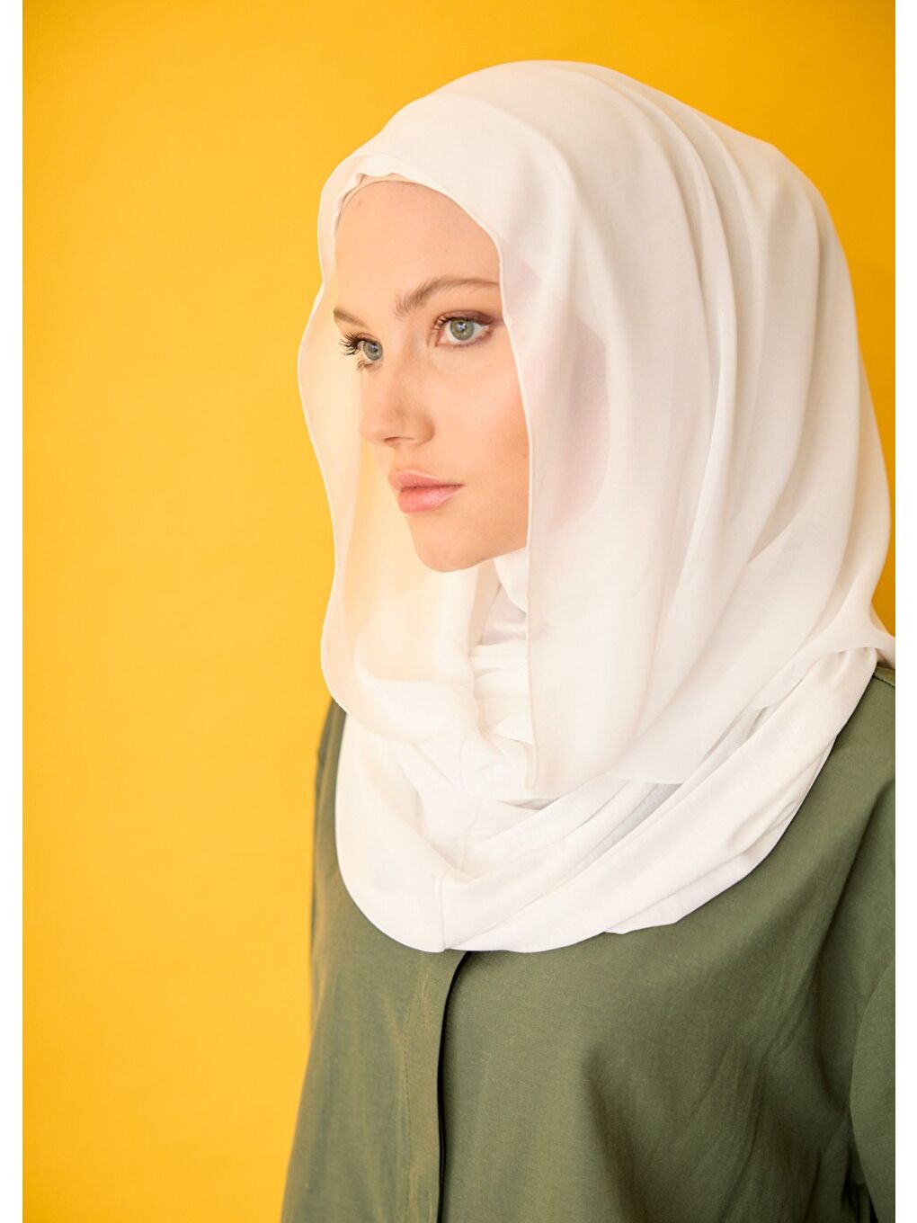 Eşarp - Şifonlu Şal - Ekru-1