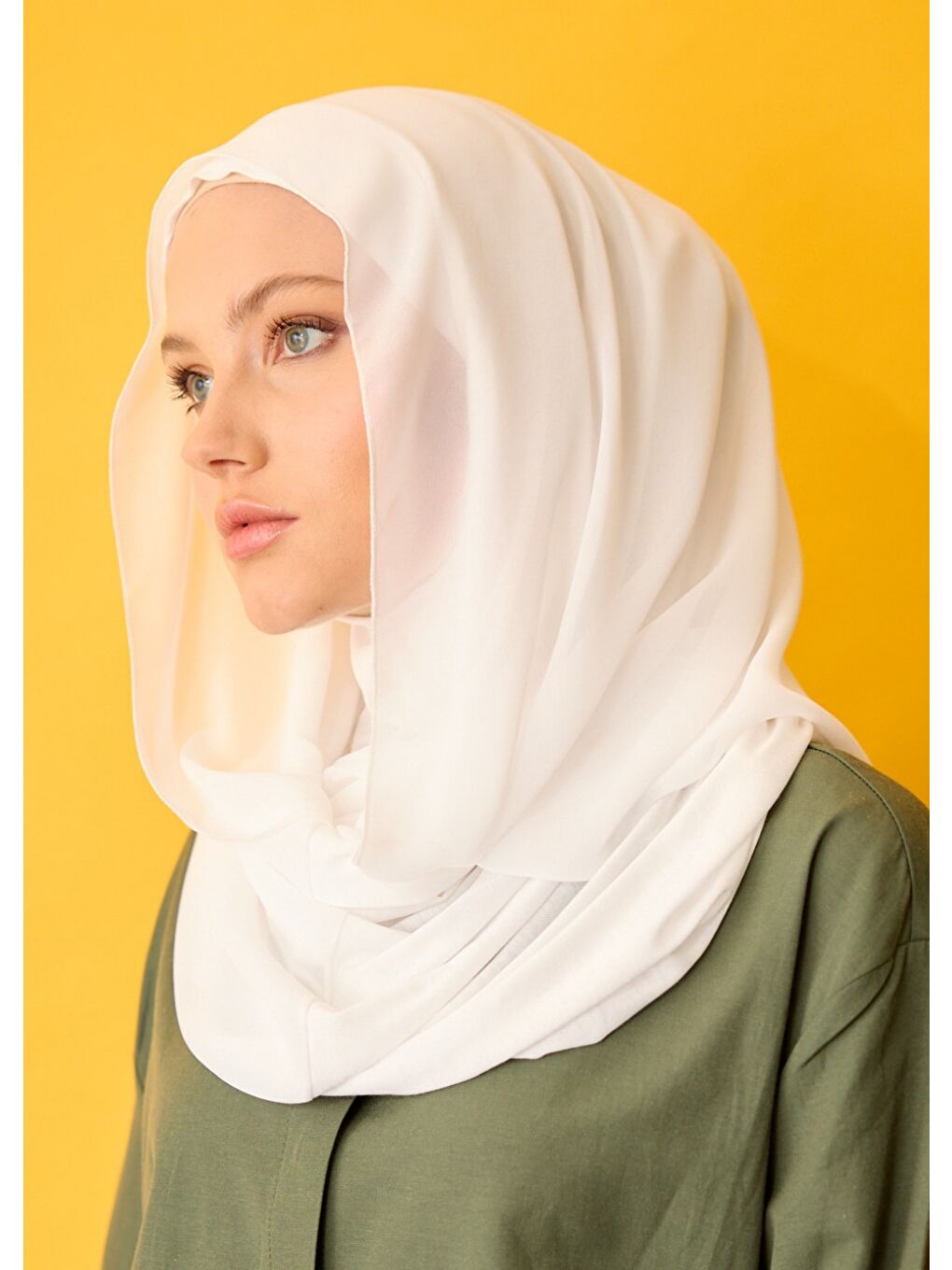 Eşarp - Şifonlu Şal - Ekru-2