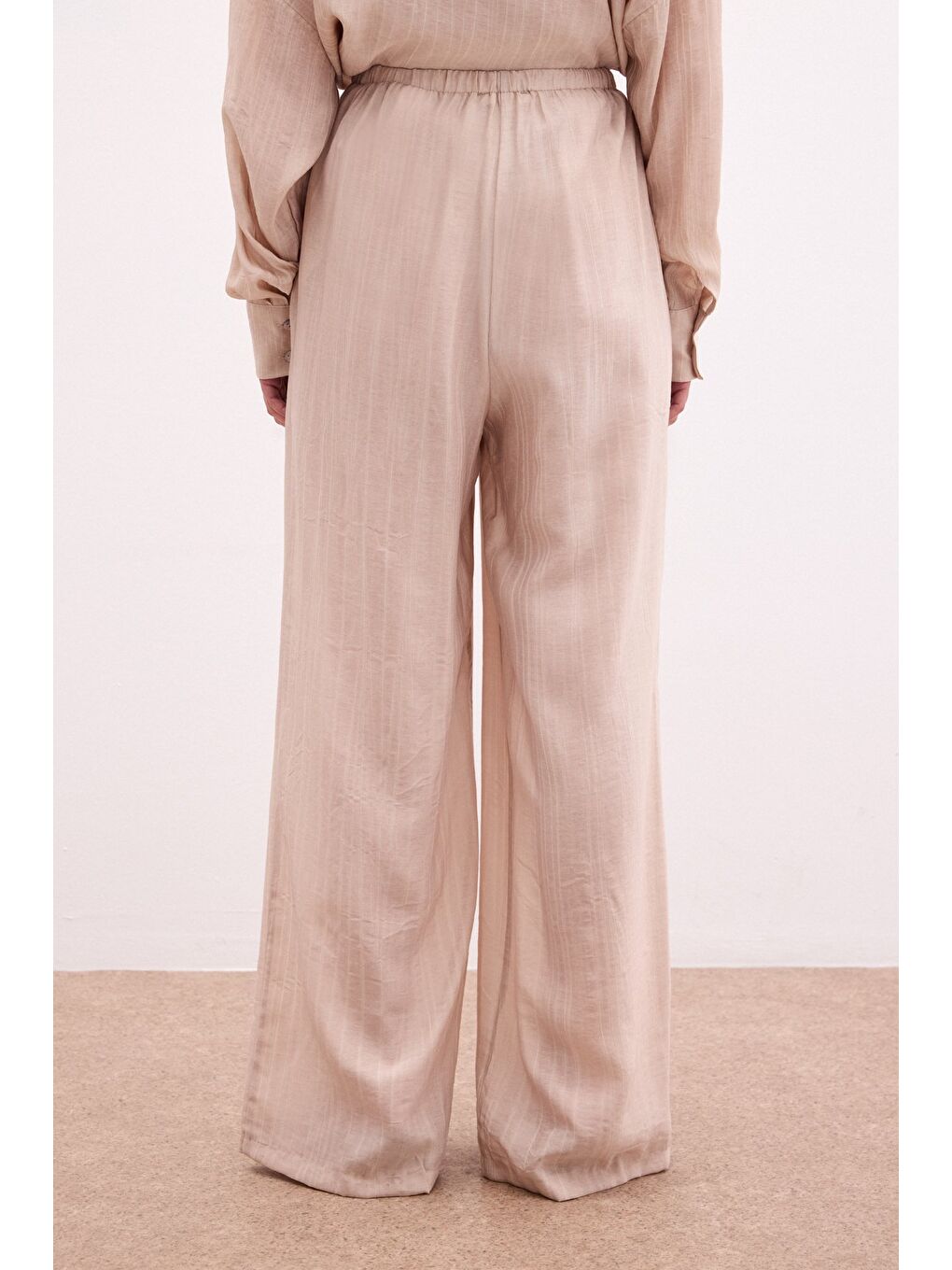 Bel Lastikli Pantolon - Bej-5