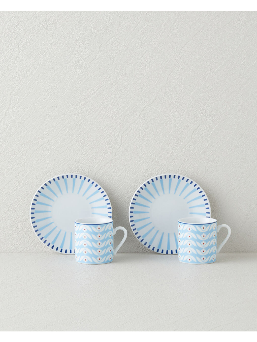 Cleo Porselen 4 Parça 2 Kişilik Kahve Fincan Takımı 80 ml Mavi-1