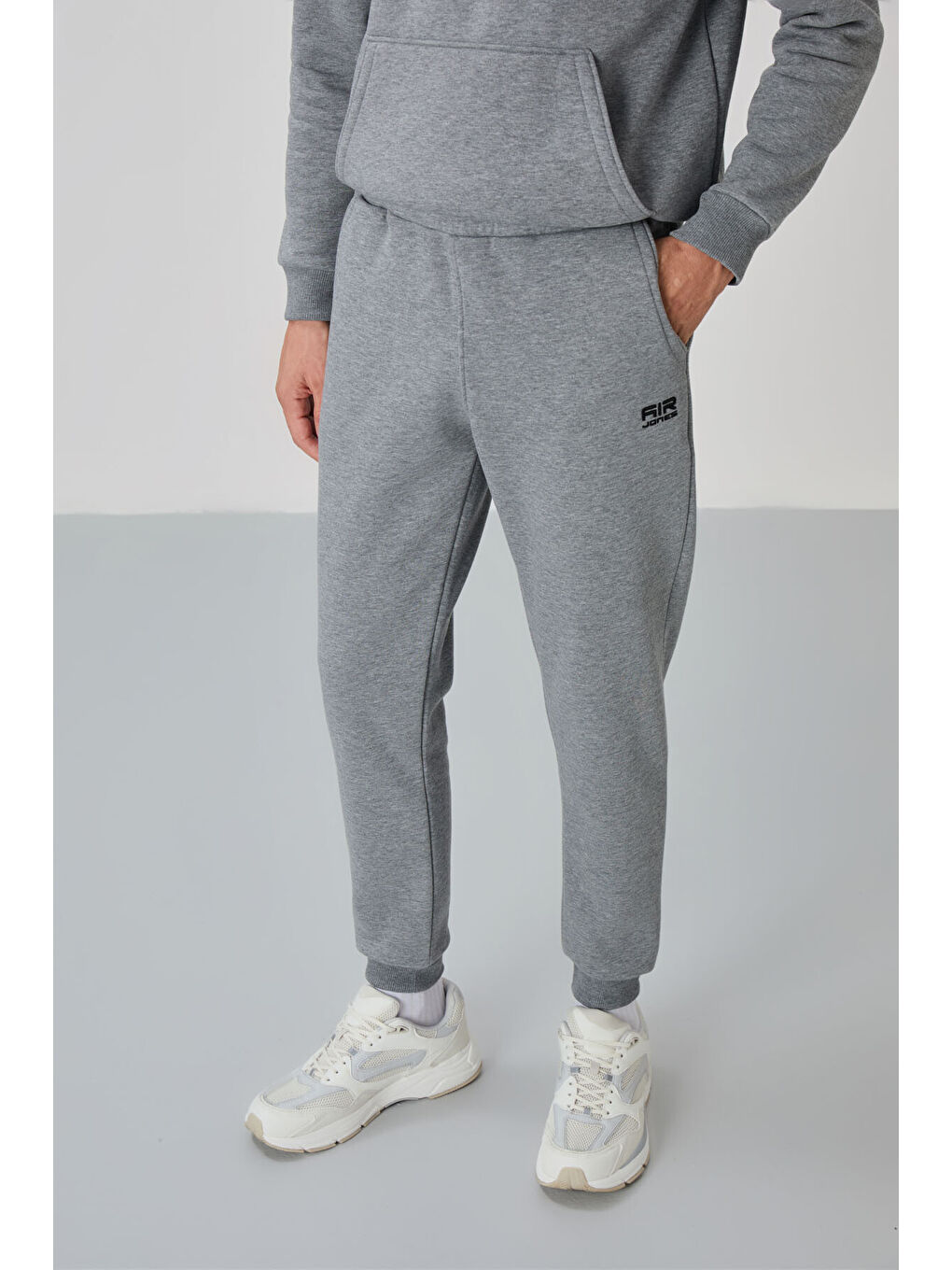 David Gri Melanj Kapüşonlu Rahat Kalıp Şardonlu Jogger Erkek Eşofman Takım - 85192-2