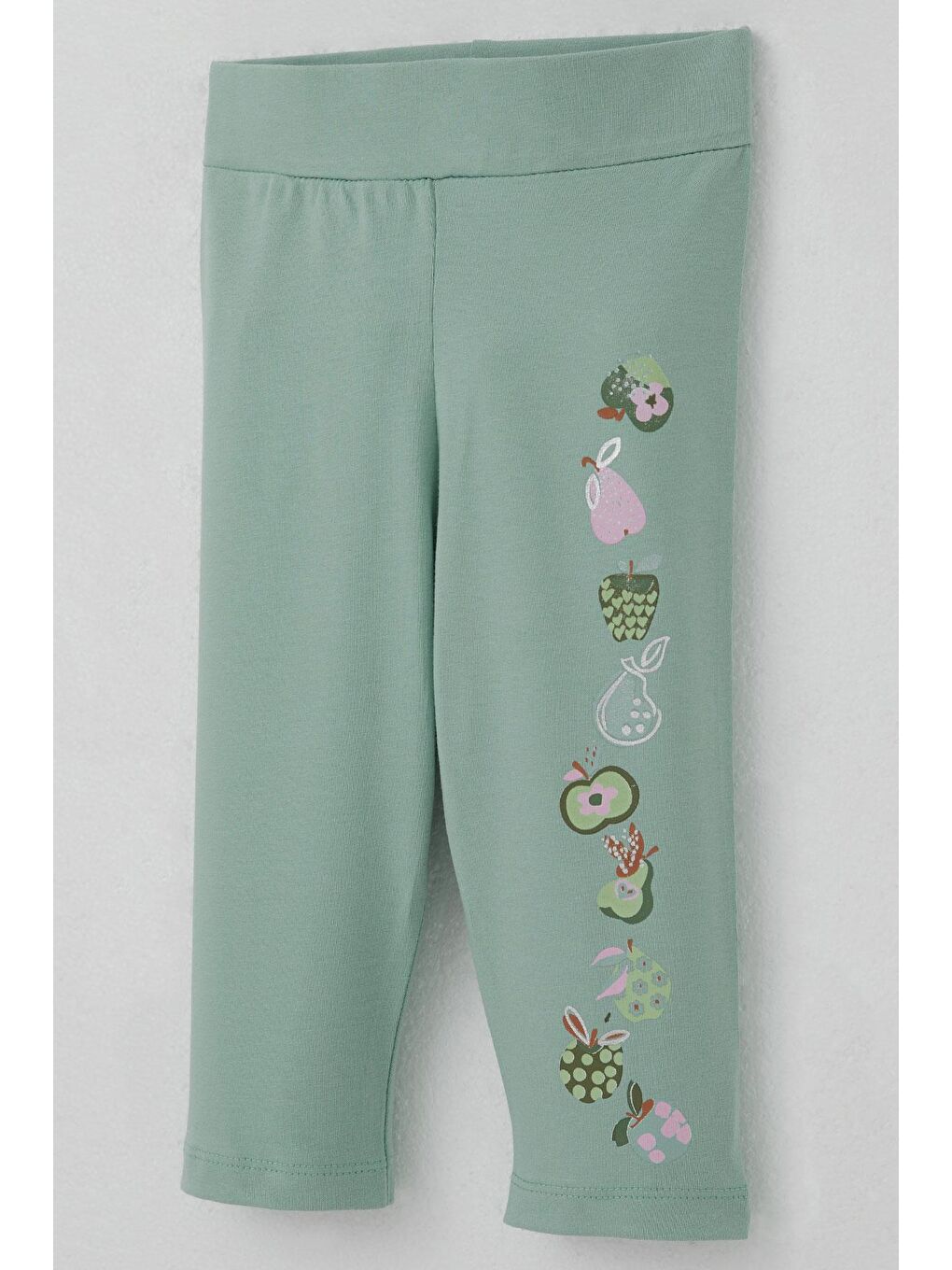 Kız Çocuk Kapri Taytlı Takım Sevimli Meyveler Baskılı Ekru (1.5-4 Yaş)-6