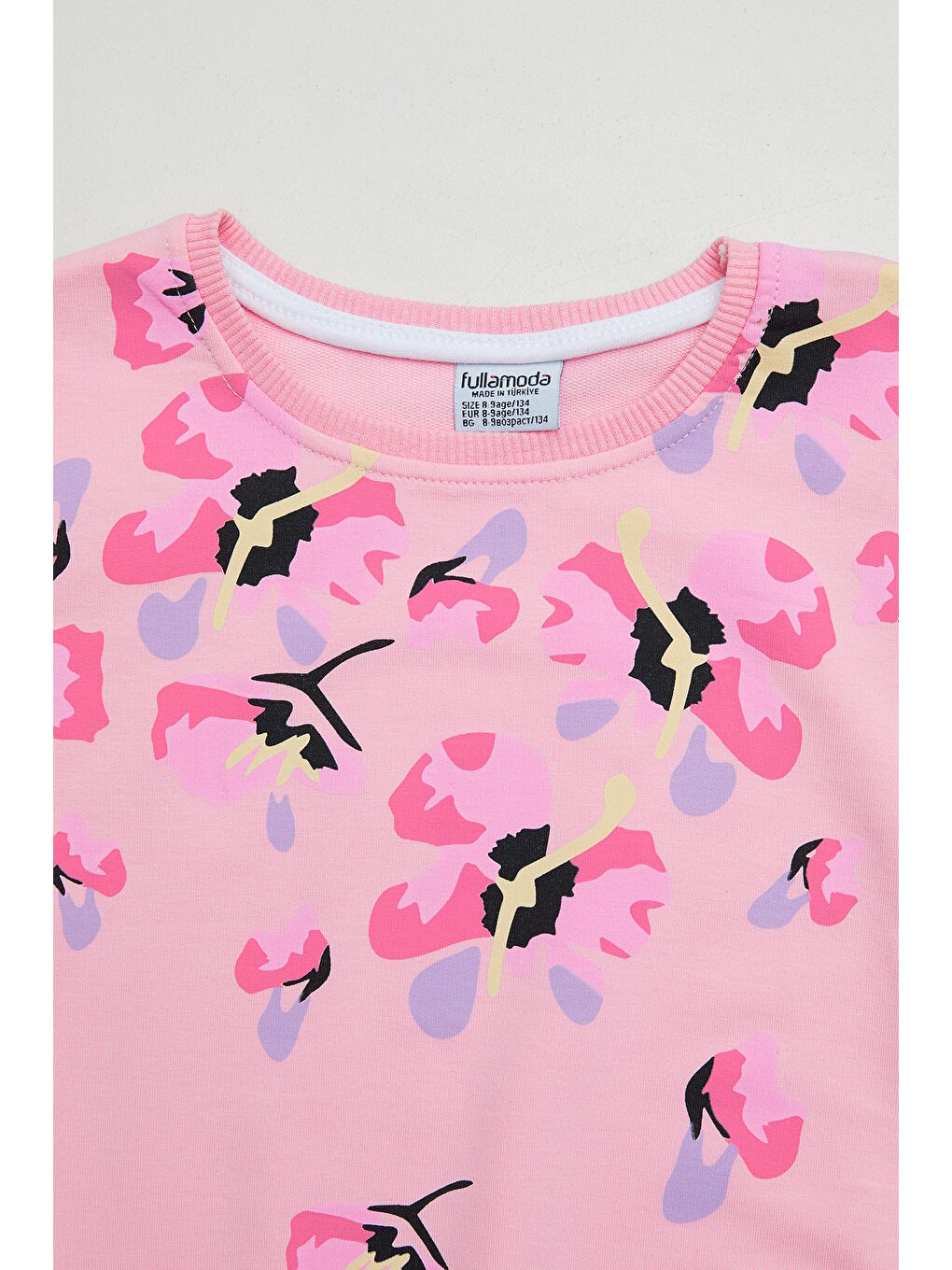 Pembe Çiçek Baskılı Beli Lastikli Kız Çocuk 2 Li Takım-2