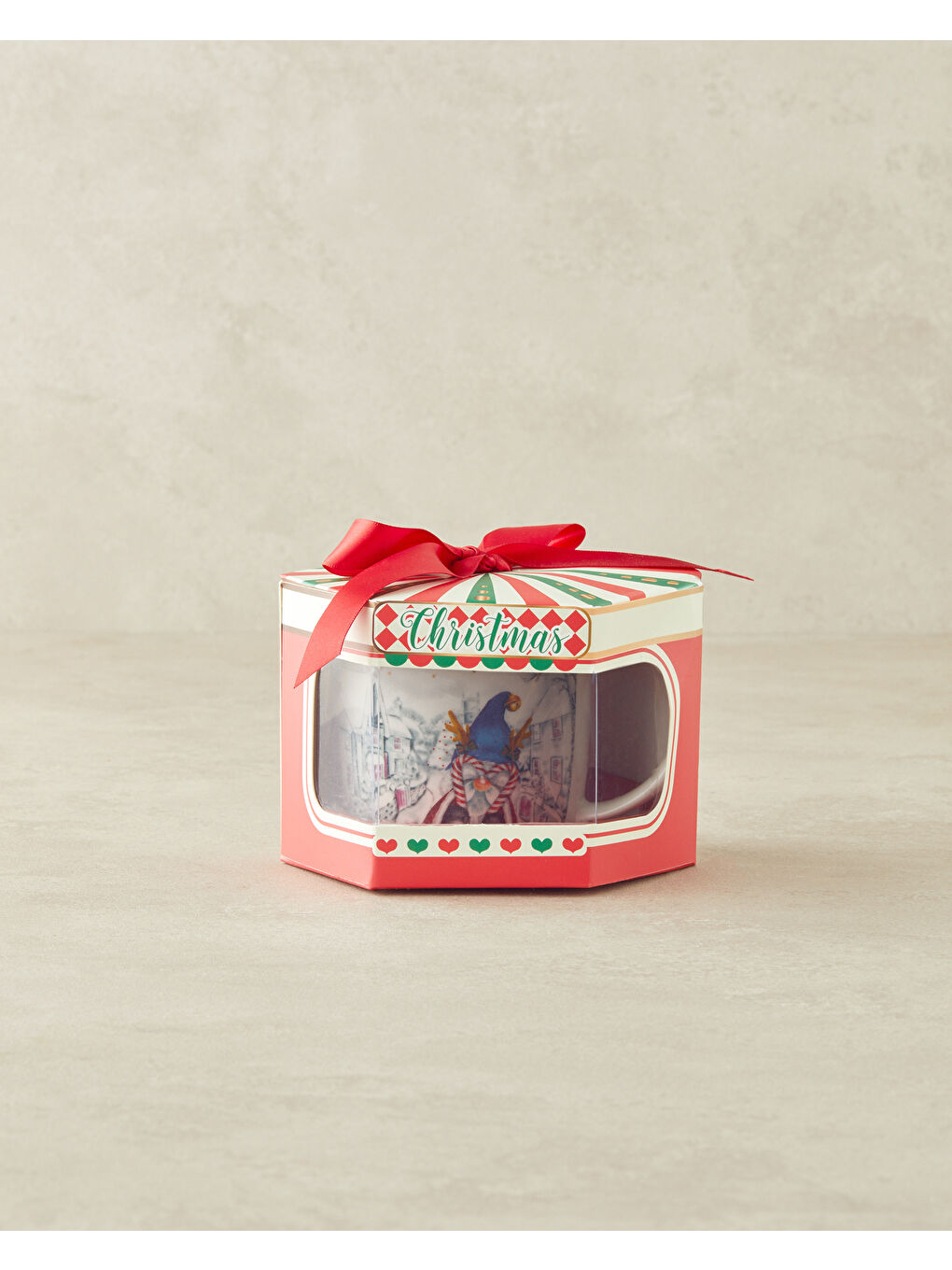 Beyaz New Year New Bone China Yılbaşı Kupa 360 ml Renkli