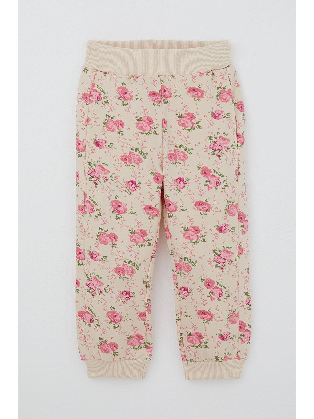 Ekru Kız Çocuk Eşofman Takımı Çiçek Desenli Kapüşonlu Krem (1.5-5 Yaş)-2