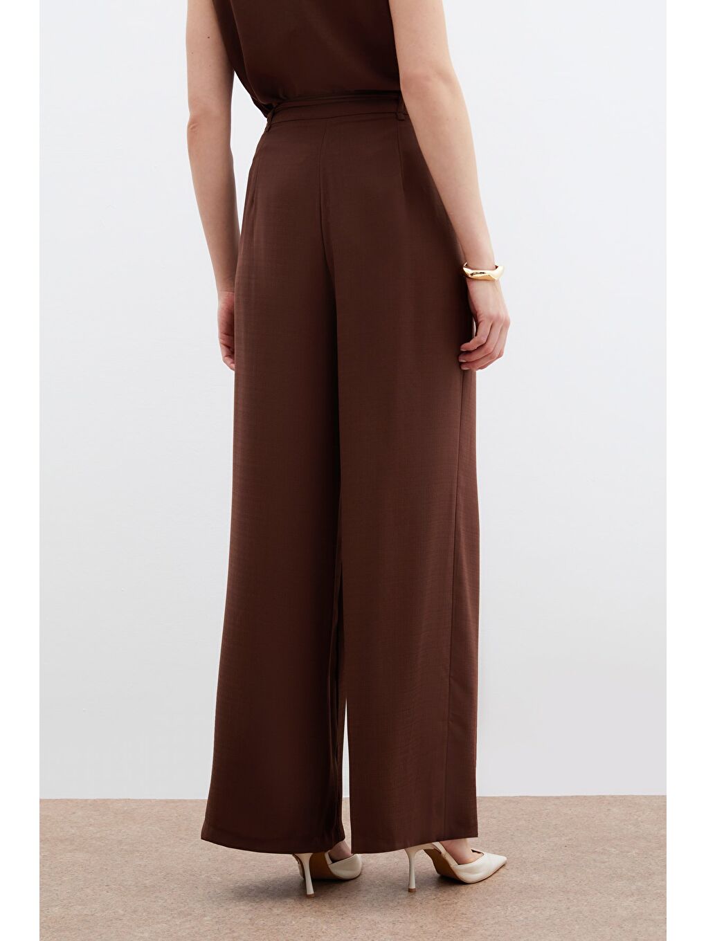 Kahverengi Kemerli Salaş Pantolon - Kahve-6