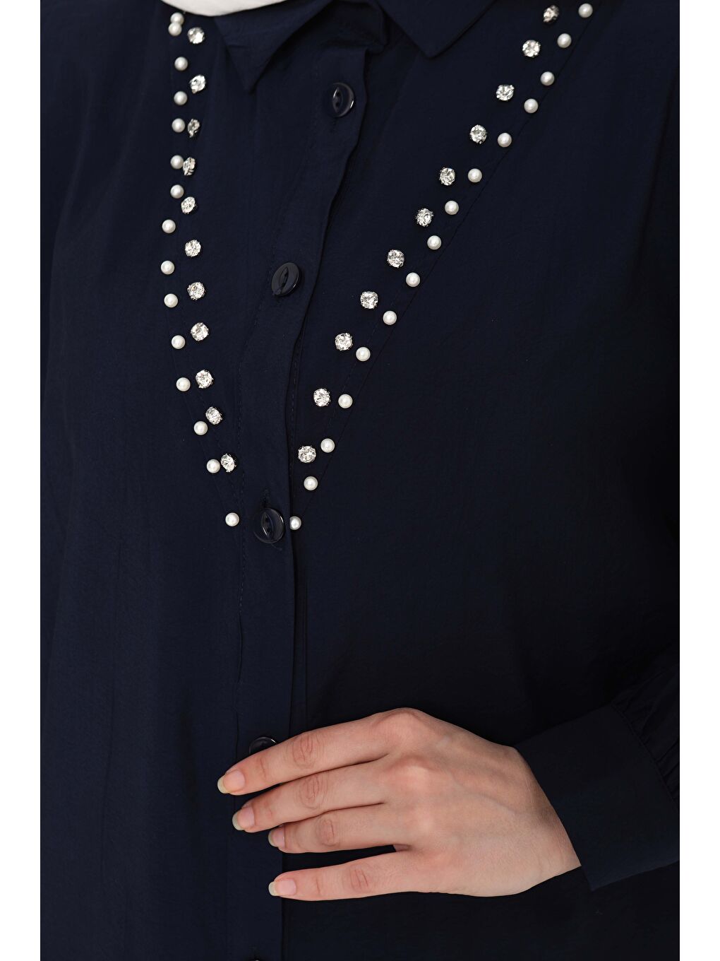 Modal Taşlı İkili Takım Lacivert - 27019-5