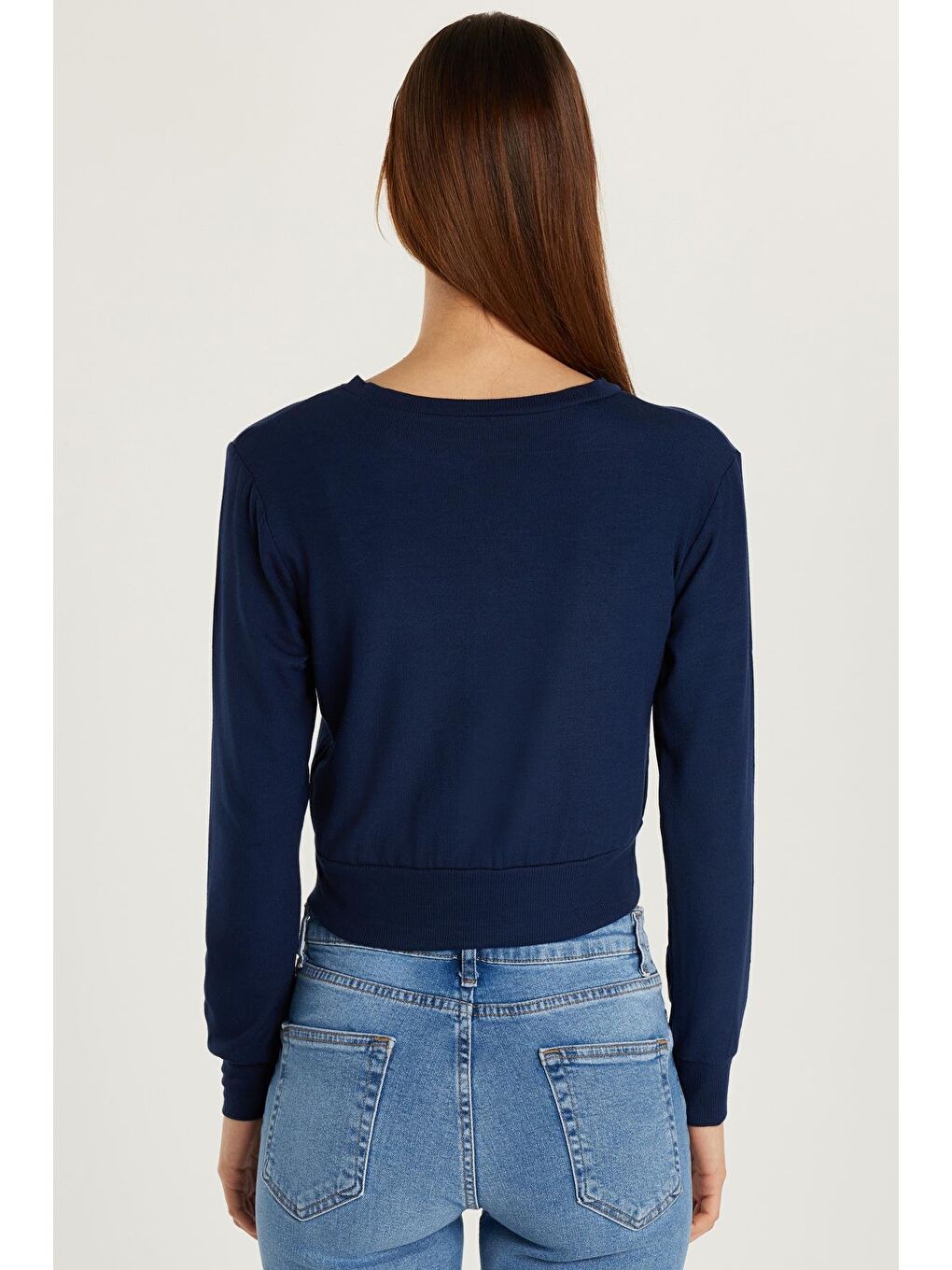 Kadın Regular Fit Klasik Kesim Düğmeli Lacivert Hırka-4